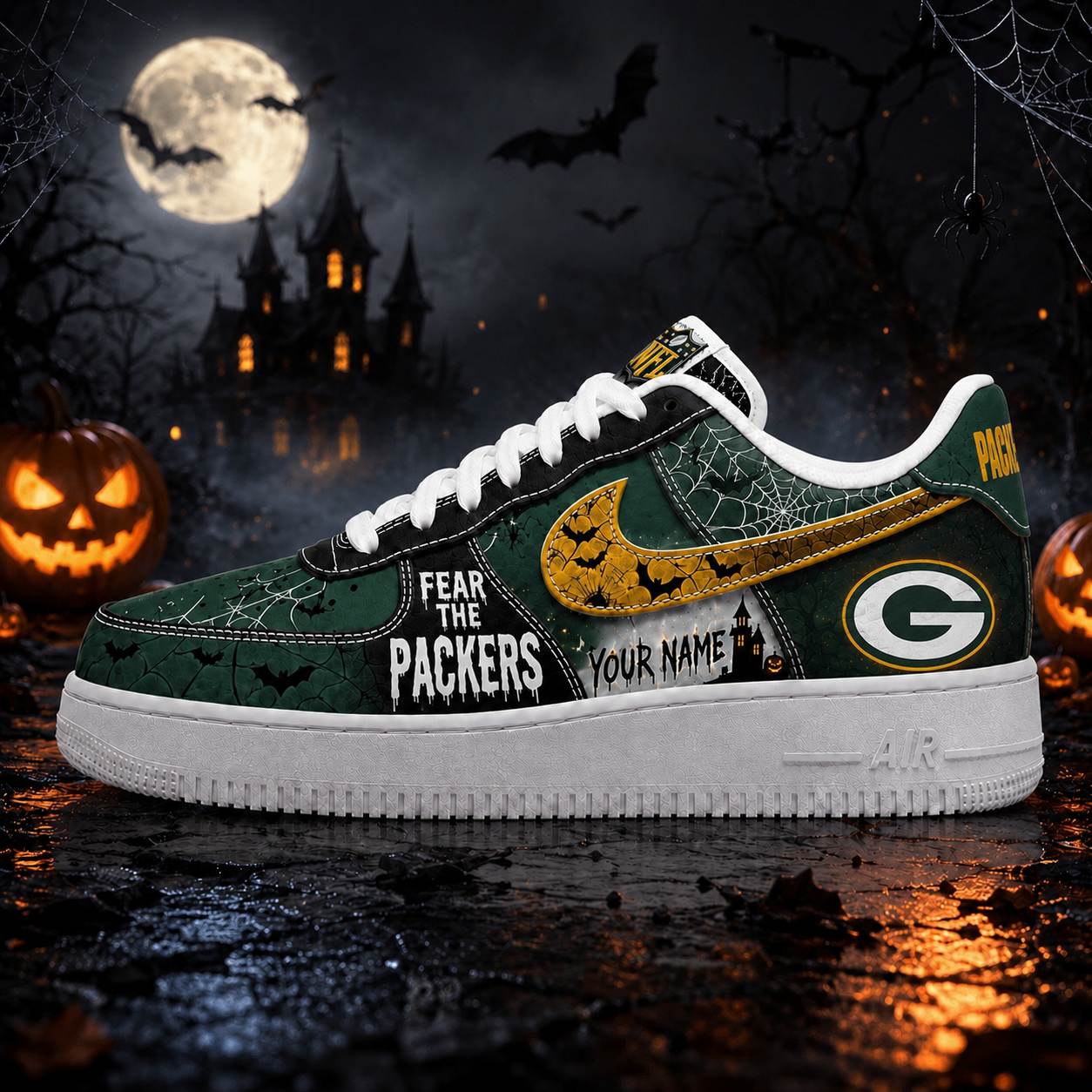 Premium NFL GBP Fear The Team Halloween AF1 Sneakers V1