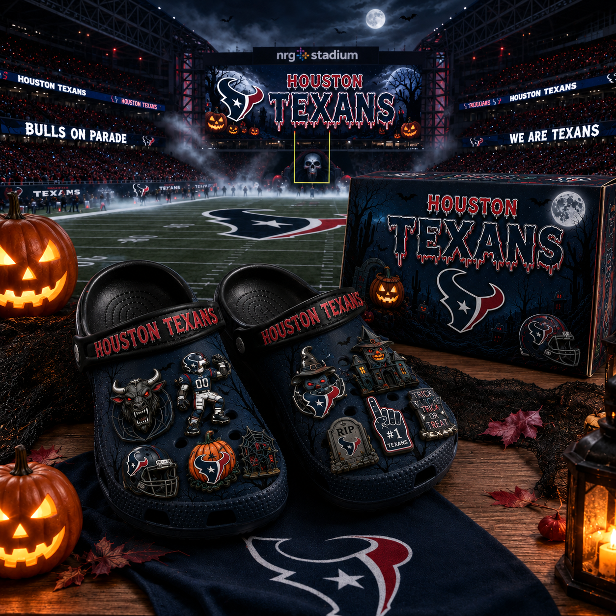 Premium NFL HT Haunted Game Day Halloween Charm Clogs