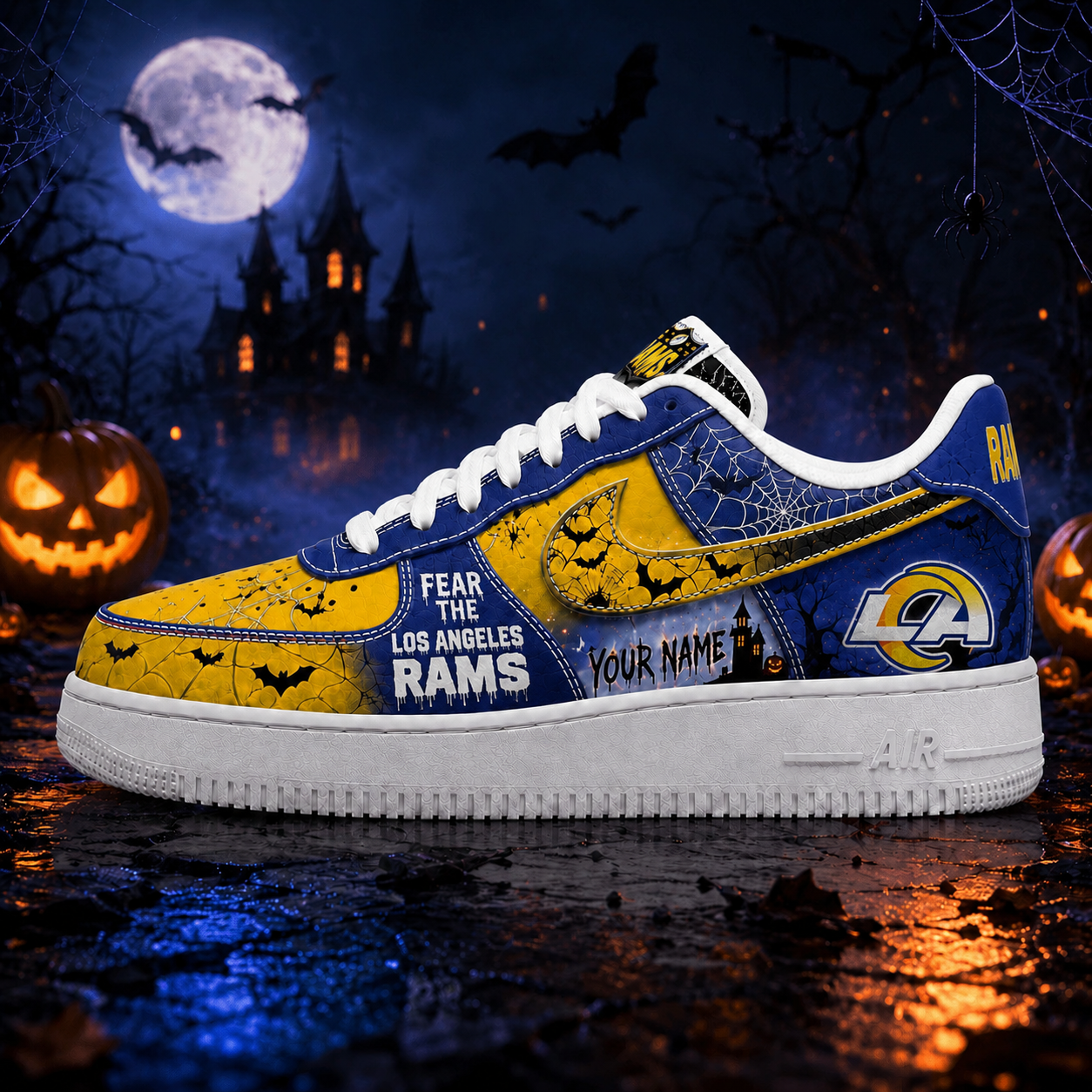 Premium NFL LAR Fear The Team Halloween AF1 Sneakers V1