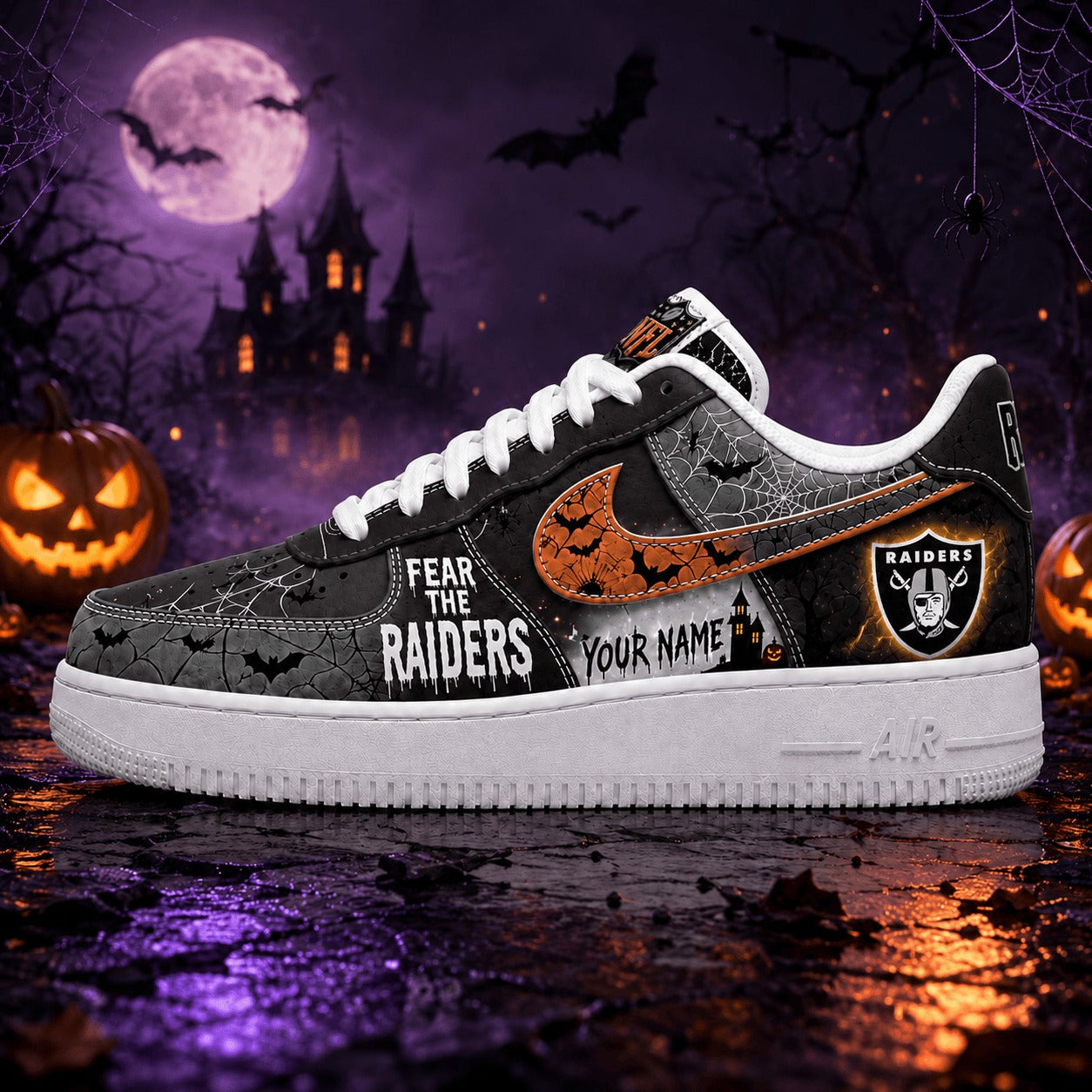 Premium NFL LVR Fear The Team Halloween AF1 Sneakers V1