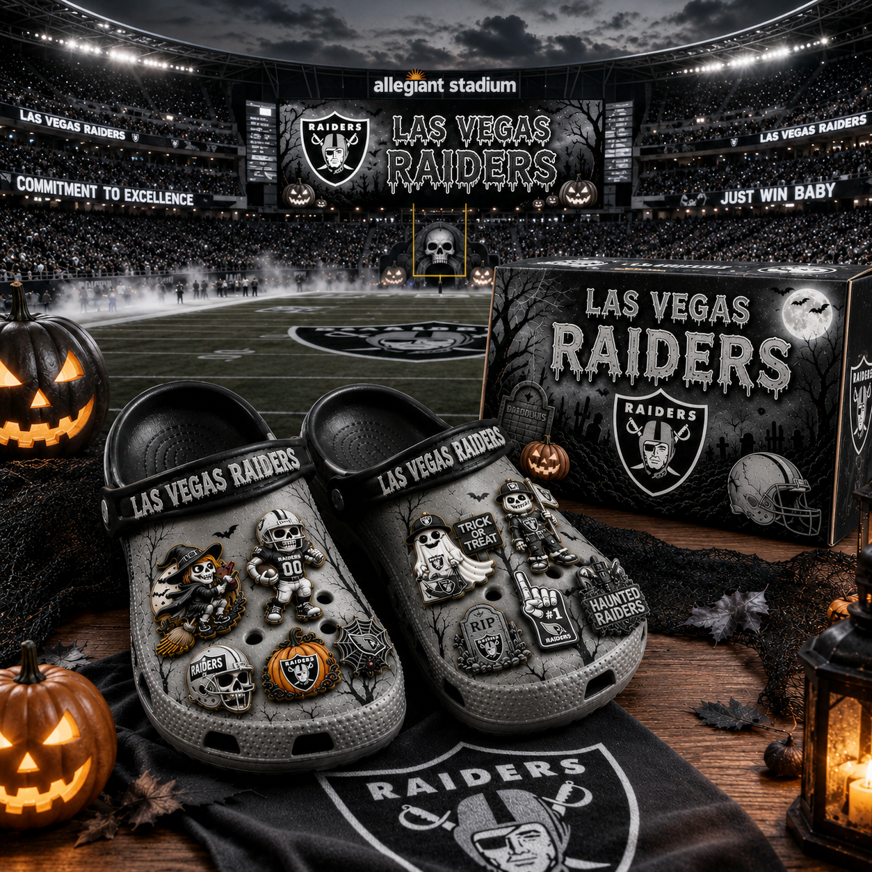 Premium NFL LVR Haunted Game Day Halloween Charm Clogs