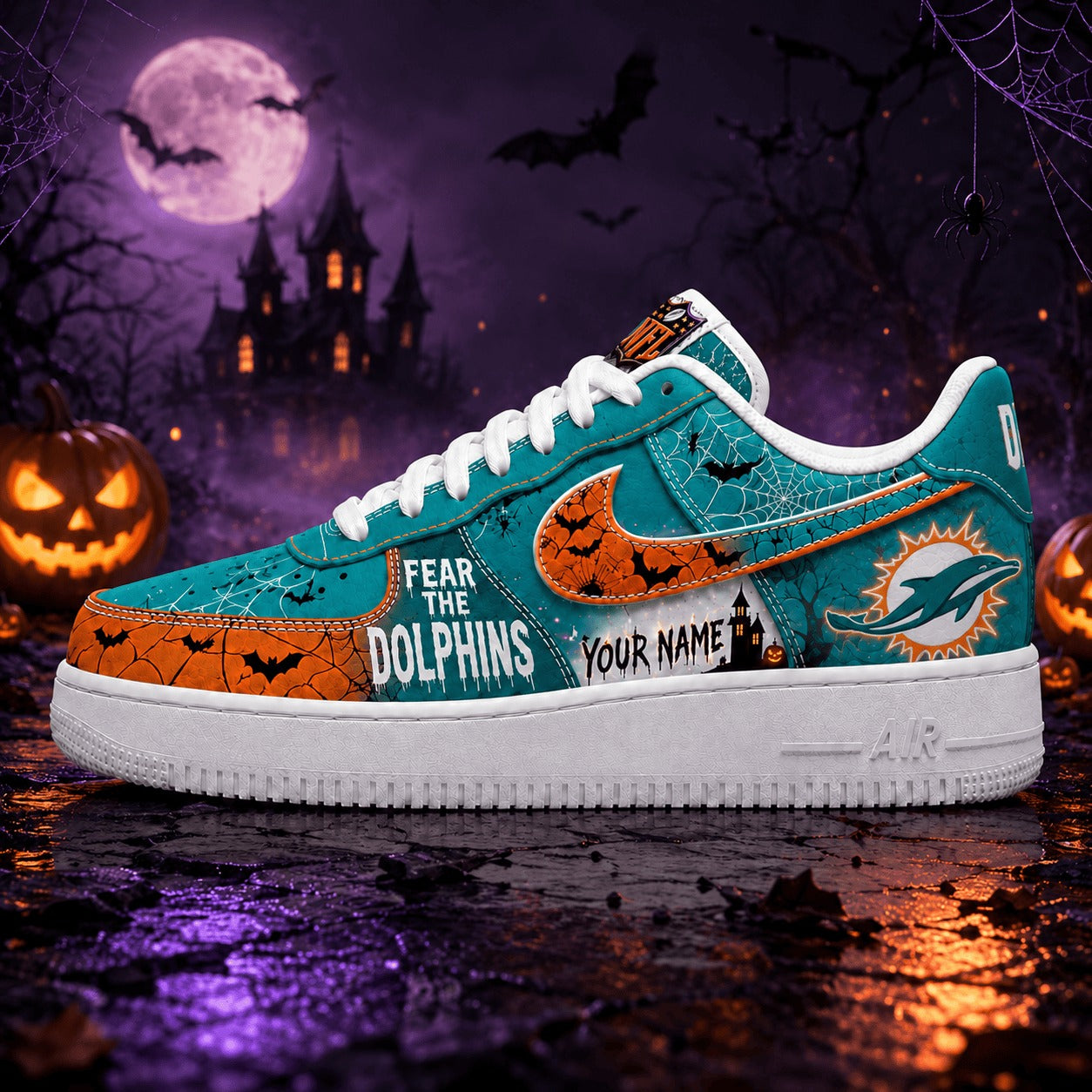 Premium NFL MD Fear The Team Halloween AF1 Sneakers V1