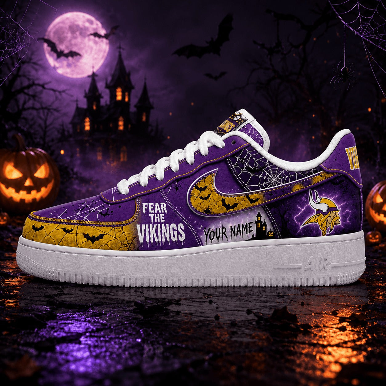 Premium NFL MV Fear The Team Halloween AF1 Sneakers V1