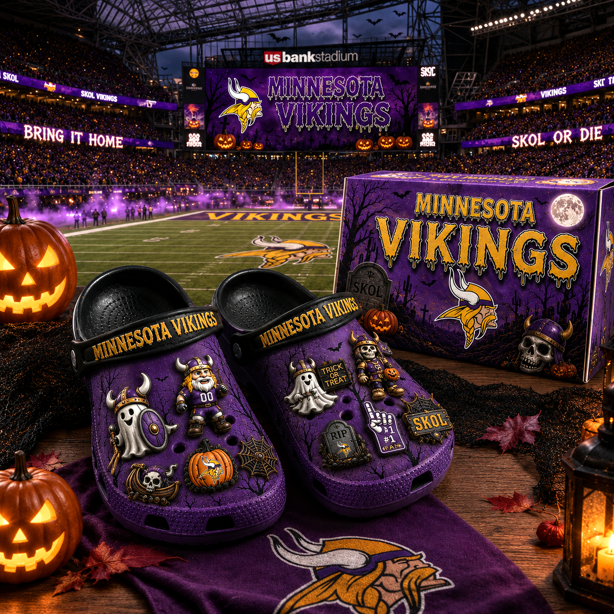 Premium NFL MV Haunted Game Day Halloween Charm Clogs
