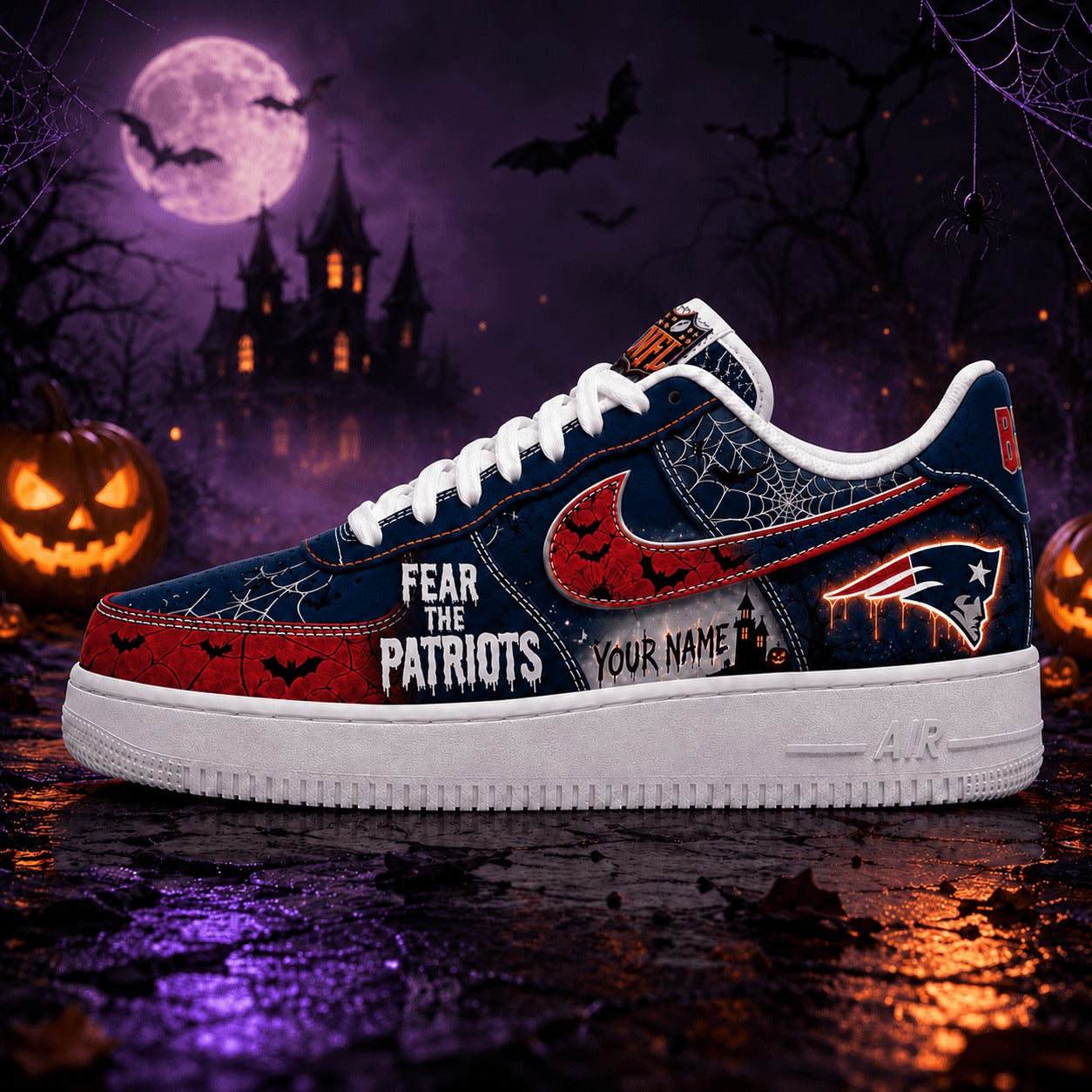 Premium NFL NEP Fear The Team Halloween AF1 Sneakers V1