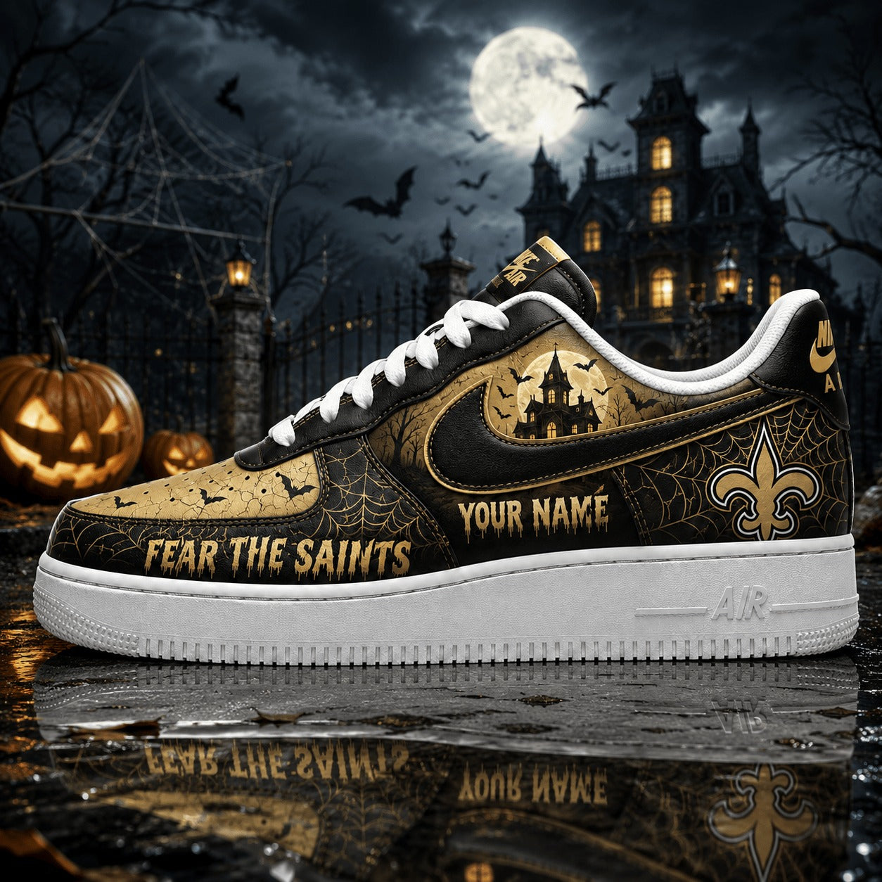 Premium NFL NOS Fear The Team Halloween AF1 Sneakers V1
