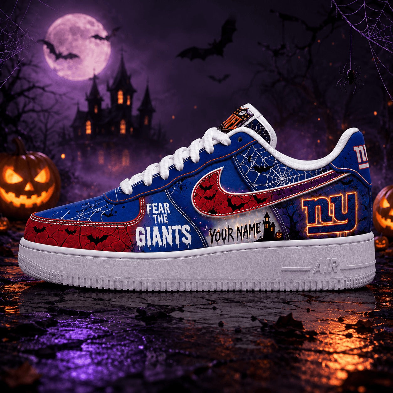 Premium NFL NYG Fear The Team Halloween AF1 Sneakers V1