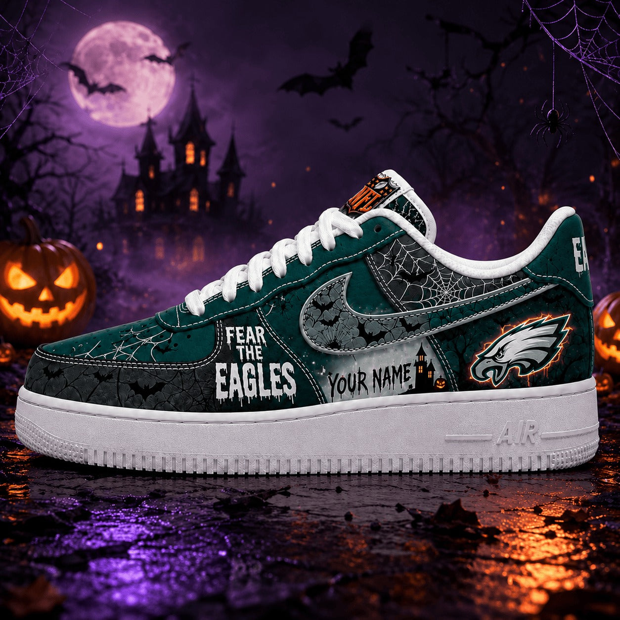 Premium NFL PE Fear The Team Halloween AF1 Sneakers V1