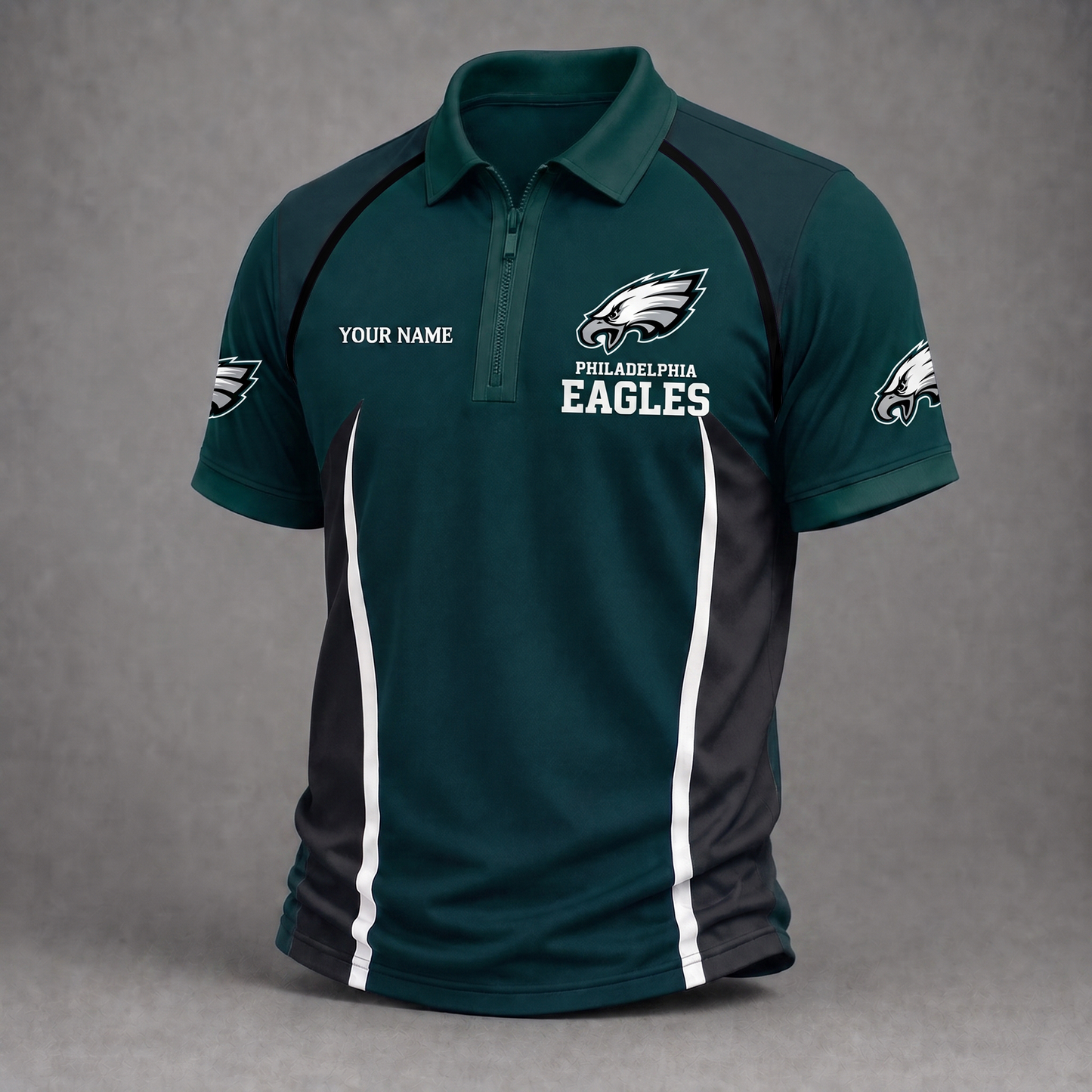 Premium NFL PHI Performance Zipper Polo Shirt