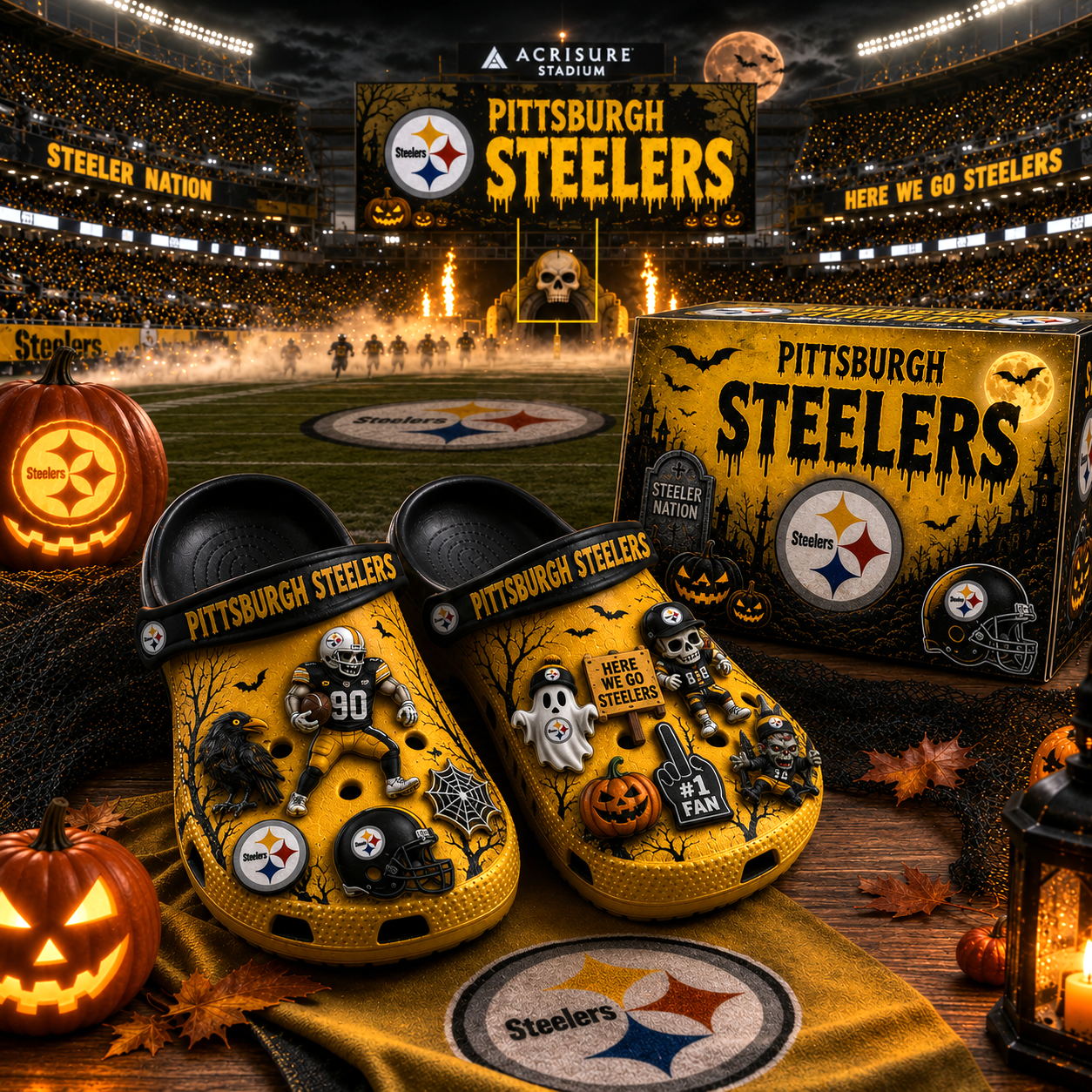 Premium NFL PS Haunted Game Day Halloween Charm Clogs