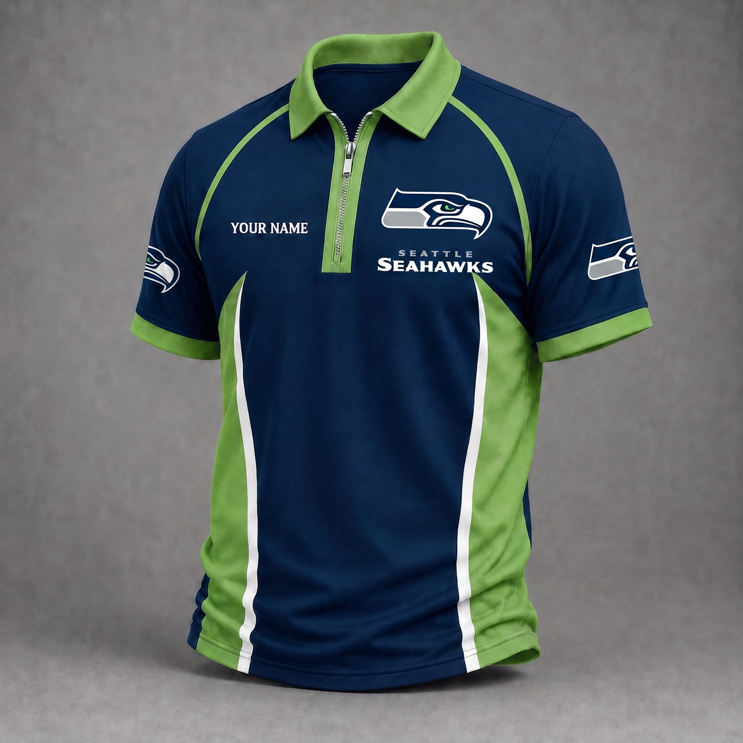 Premium NFL SEA Performance Zipper Polo Shirt