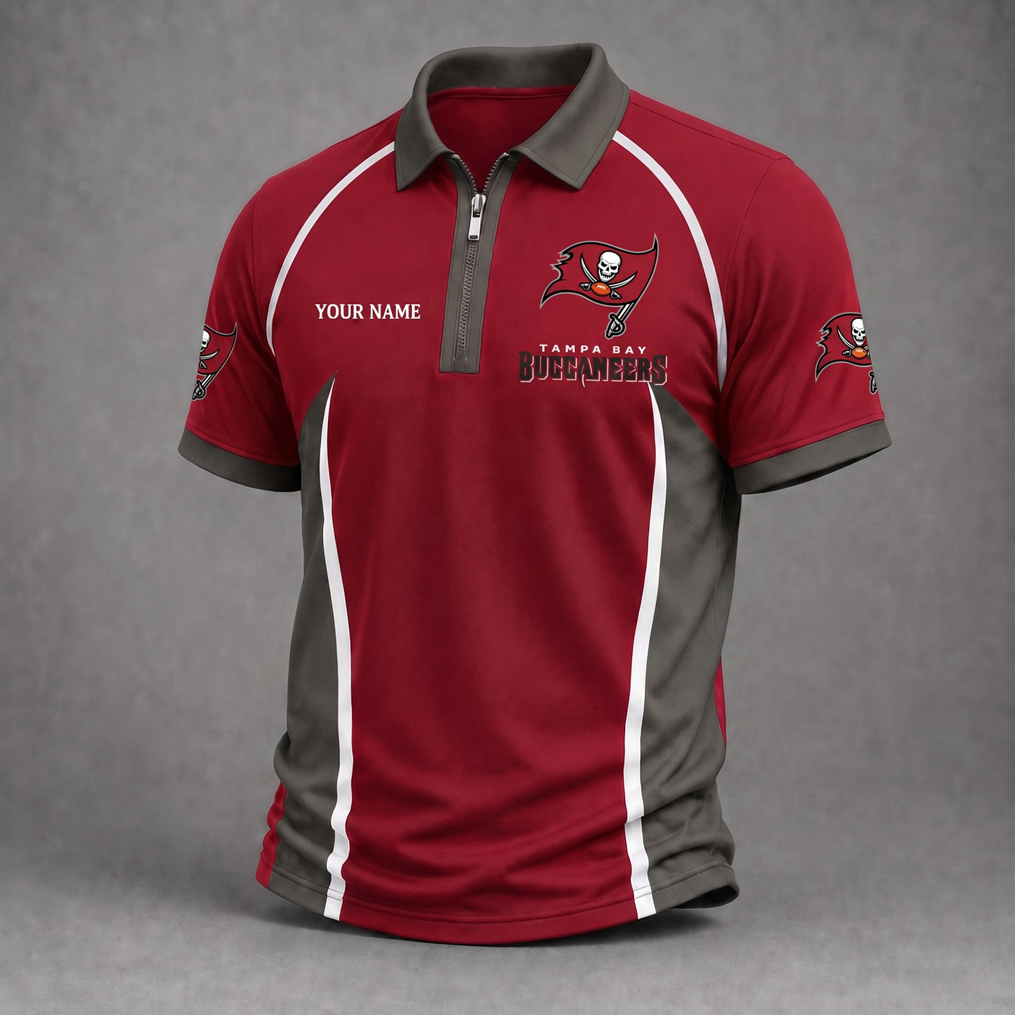 Premium NFL TB Performance Zipper Polo Shirt