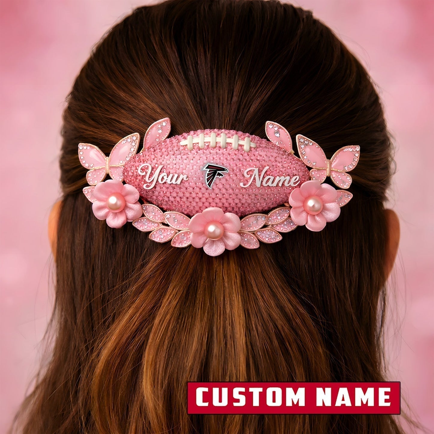 Premium NFL x Atlanta Falcons Personalized Women's Hair Pin - Valentine Edition NDT LVH