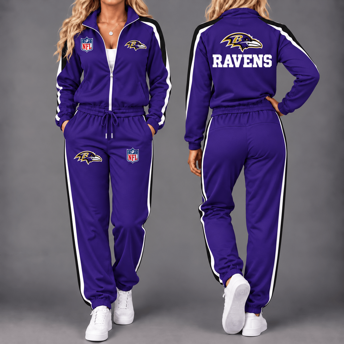 Premium NFL x BAL Game Day Waterproof Windbreaker Zip-Up Tracksuit Set