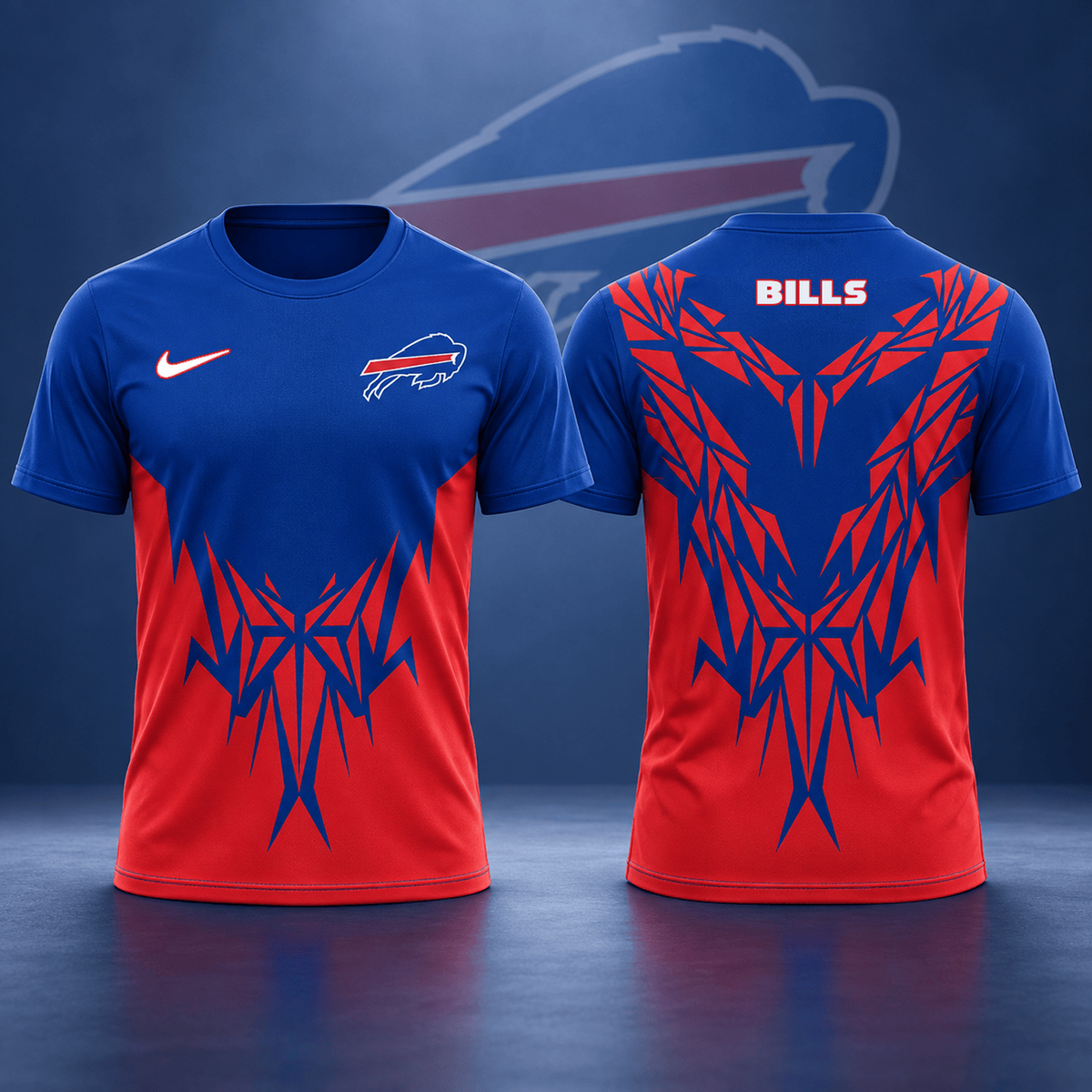 Premium NFL x BUF Football Club Tribal Graphic T-Shirt Fan Sports Apparel