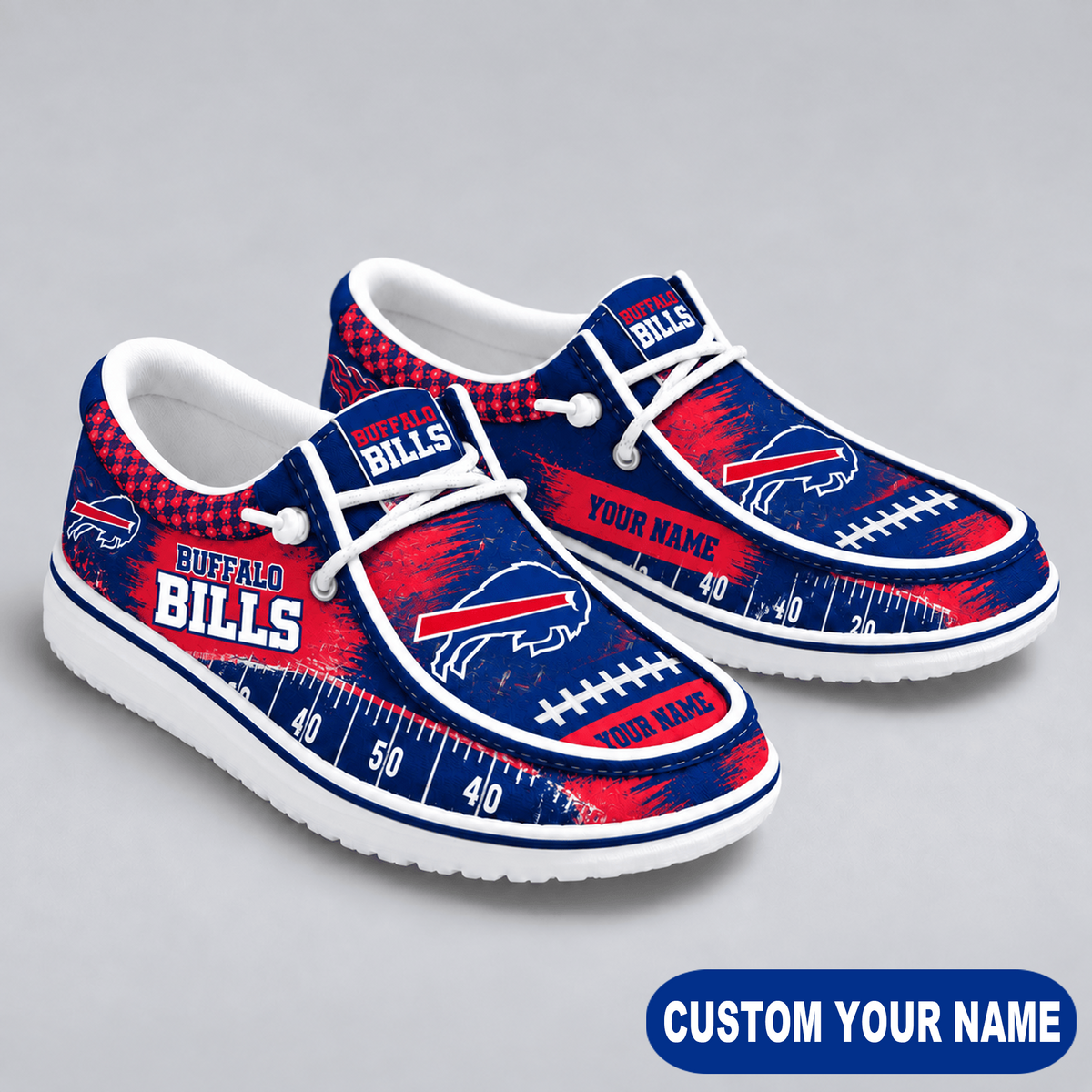 Premium NFL x BUF Game Day Yard Line Loafer Shoes