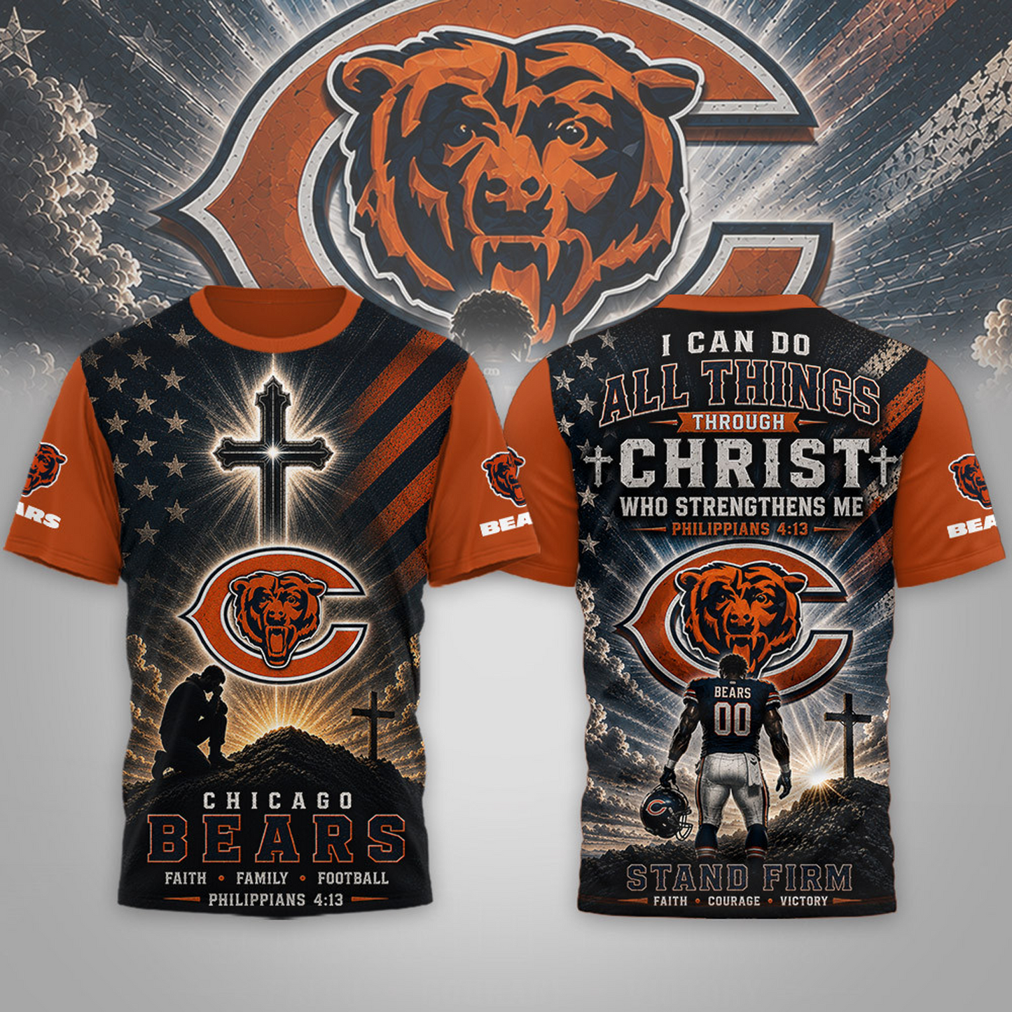 Premium NFL x CHI Faith Family 3D Shirt