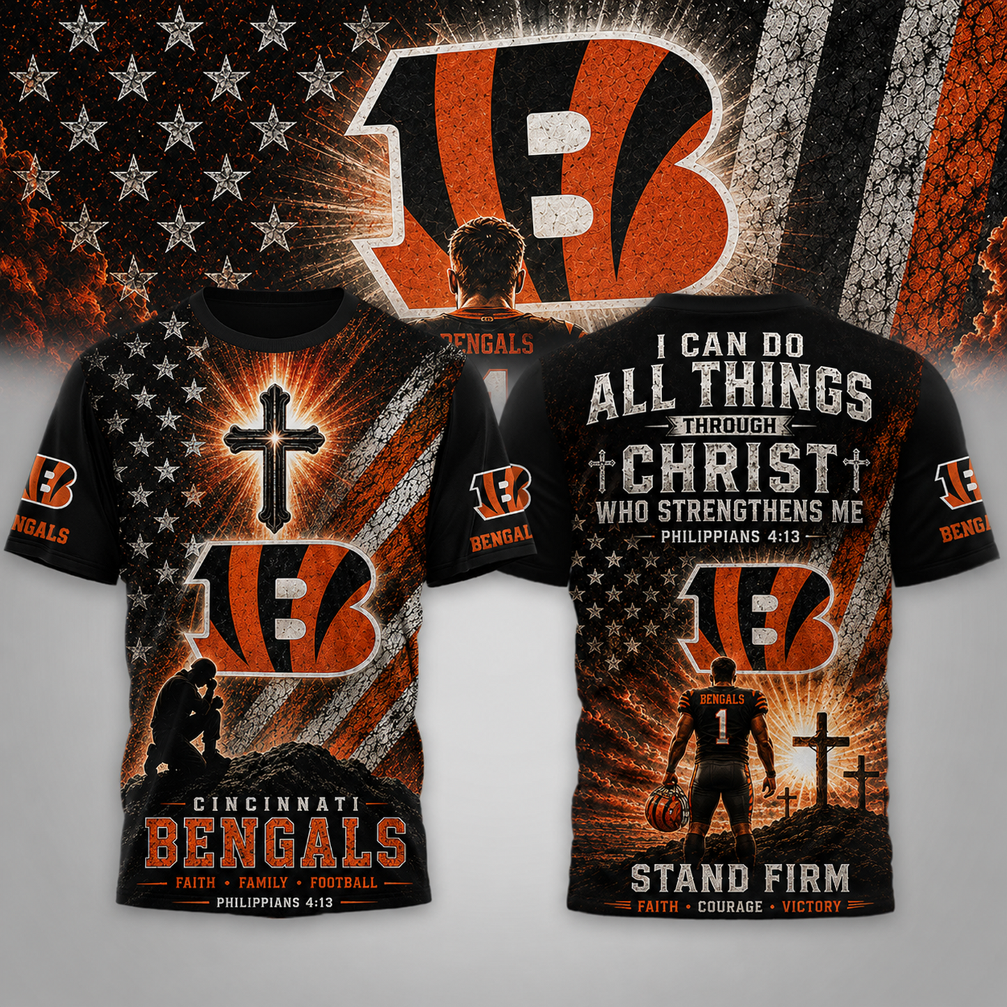 Premium NFL x CIN Faith Family 3D Shirt