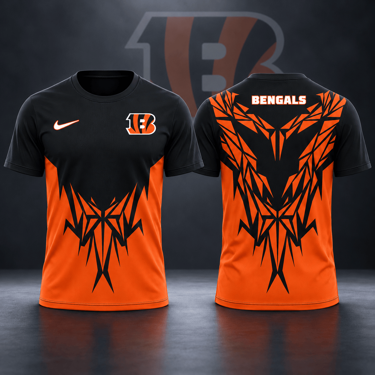 Premium NFL x CIN Football Club Tribal Graphic T-Shirt Fan Sports Apparel