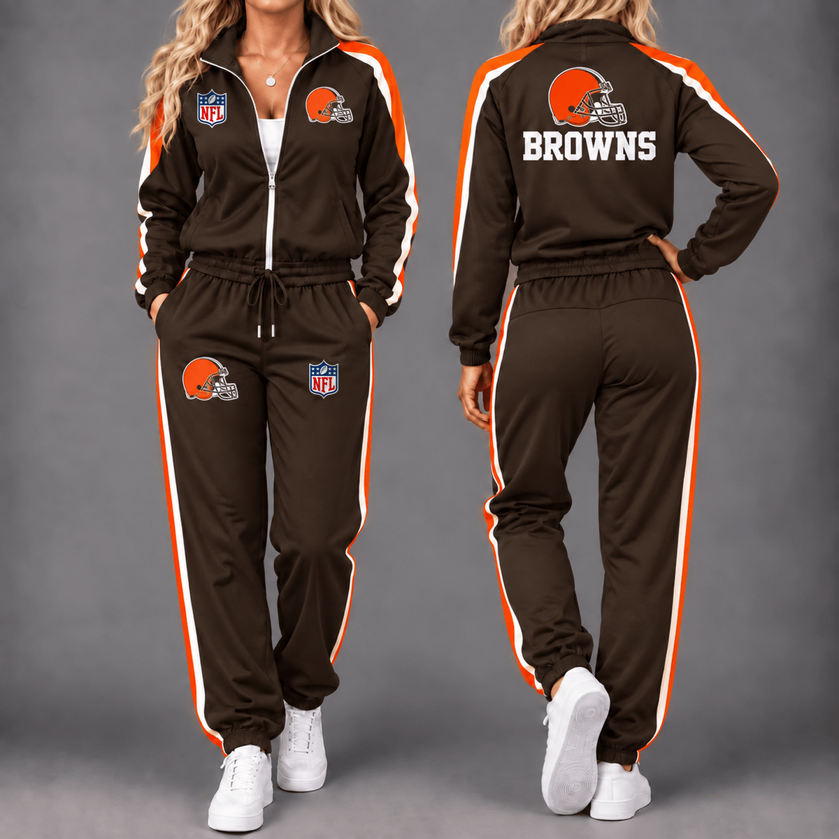 Premium NFL x CLE Game Day Waterproof Windbreaker Zip-Up Tracksuit Set