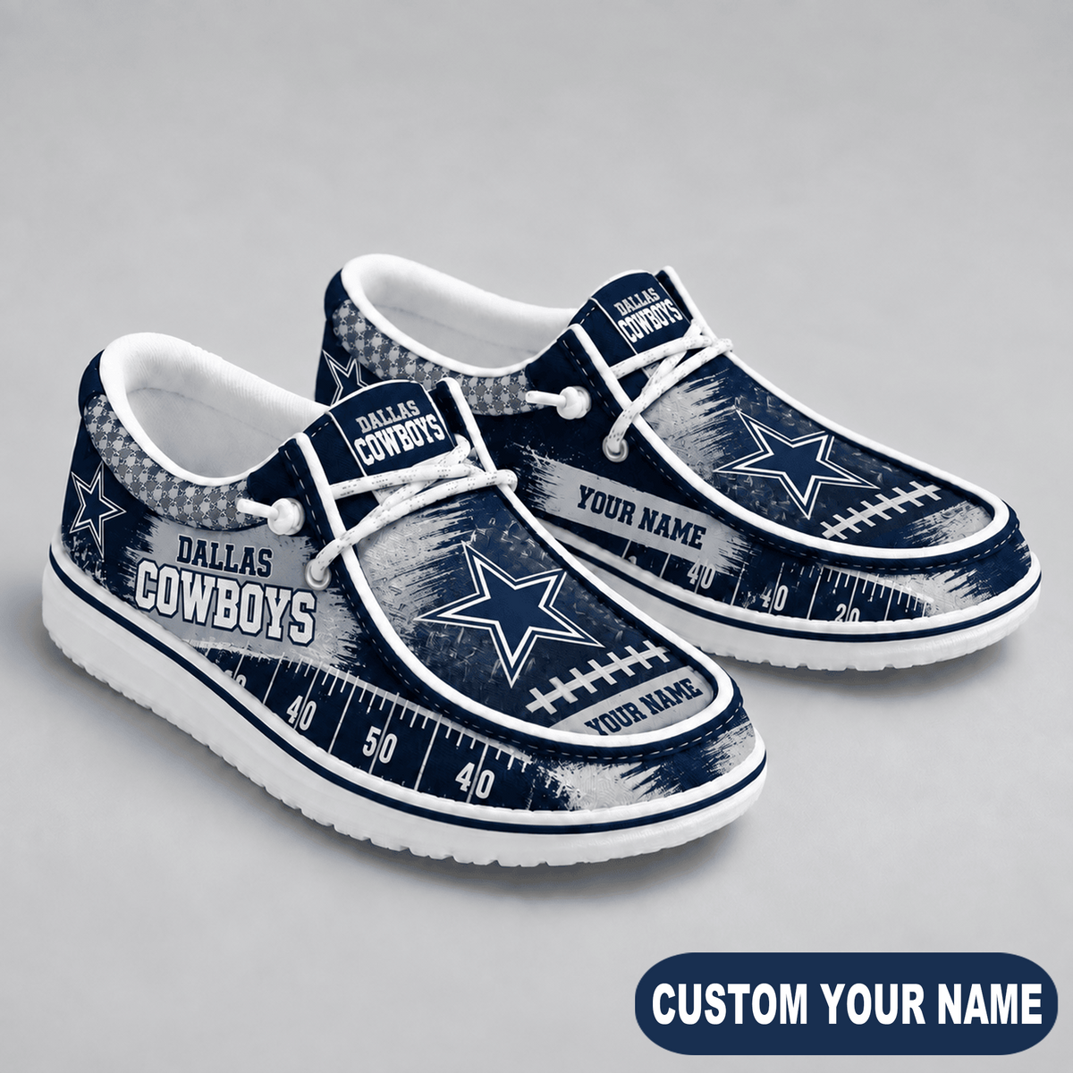 Premium NFL x DAL Game Day Yard Line Loafer Shoes