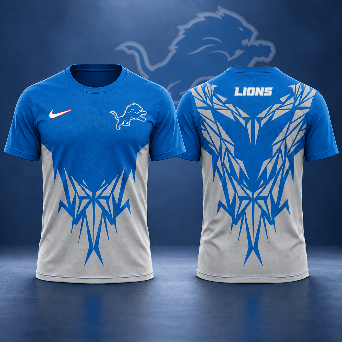 Premium NFL x DET Football Club Tribal Graphic T-Shirt Fan Sports Apparel