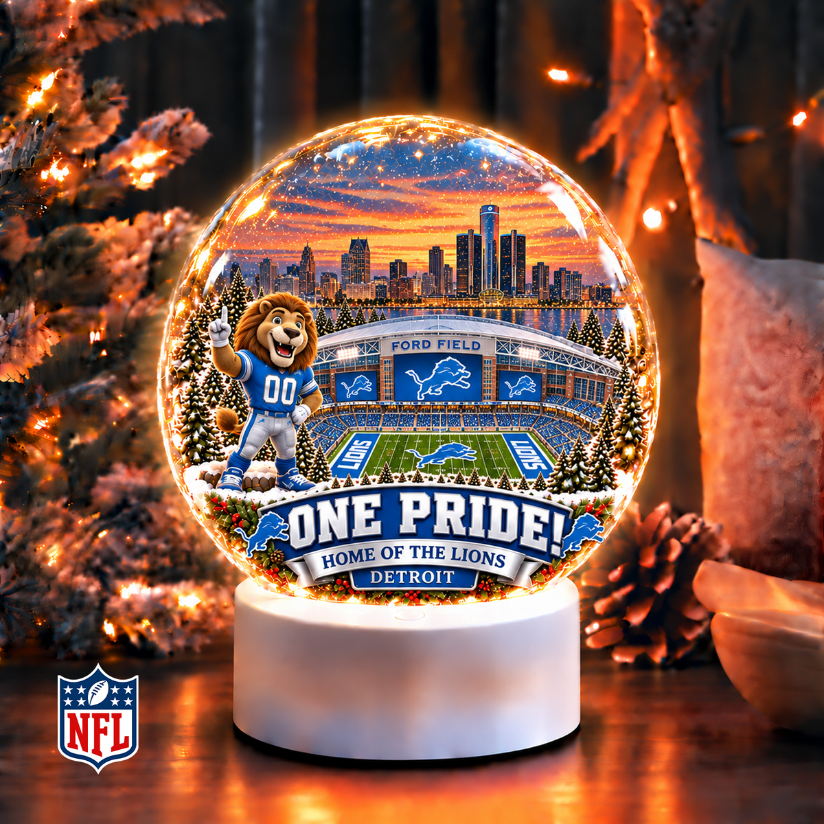 Premium NFL x DET Snow Globe