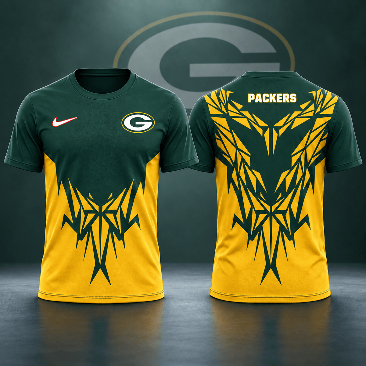 Premium NFL x GB Football Club Tribal Graphic T-Shirt Fan Sports Apparel