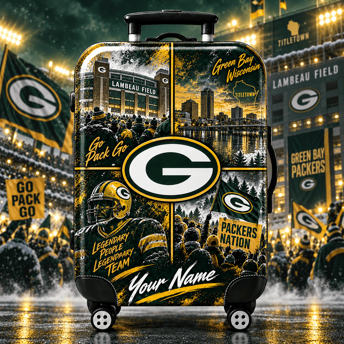 Premium NFL x GB Personalized Team Pride Stadium Travel Suitcase