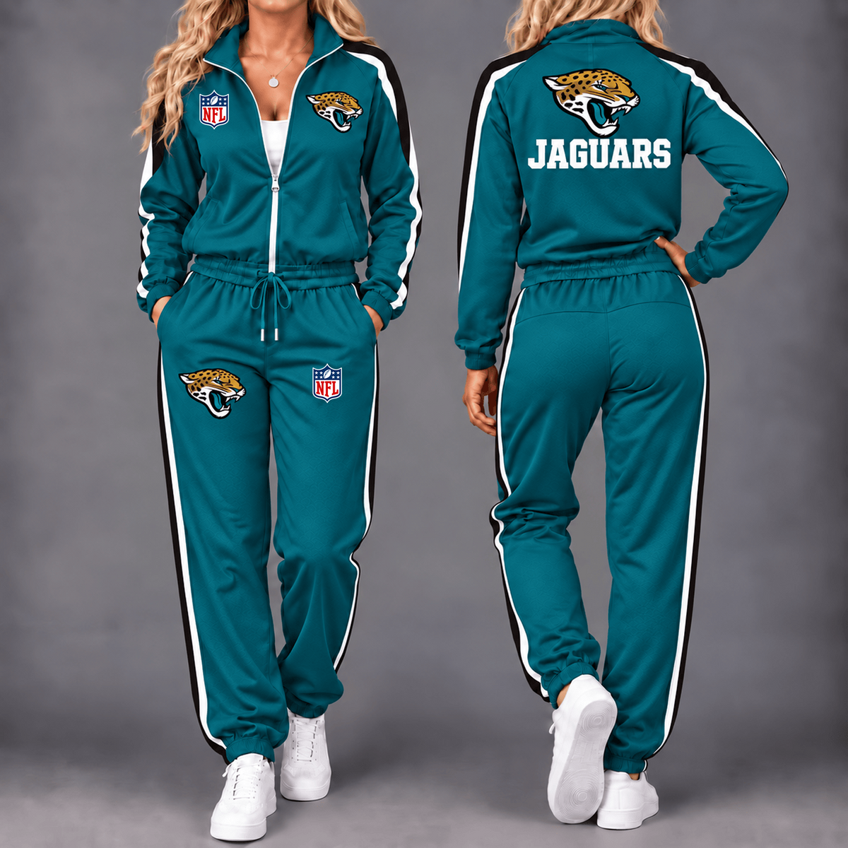 Premium NFL x JAX Game Day Waterproof Windbreaker Zip-Up Tracksuit Set