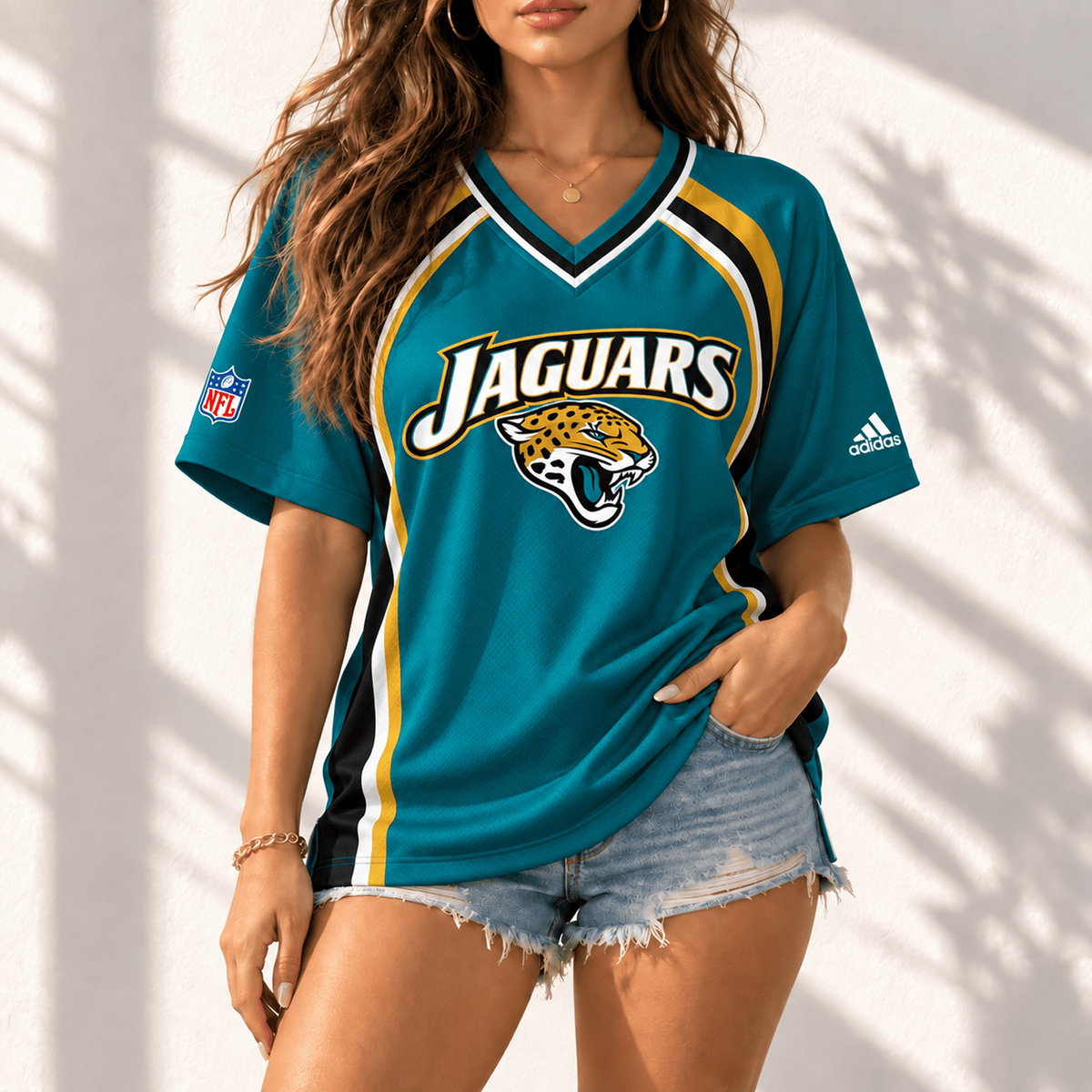 Premium NFL x JAX Gridiron Contour Fan Merch V-Neck