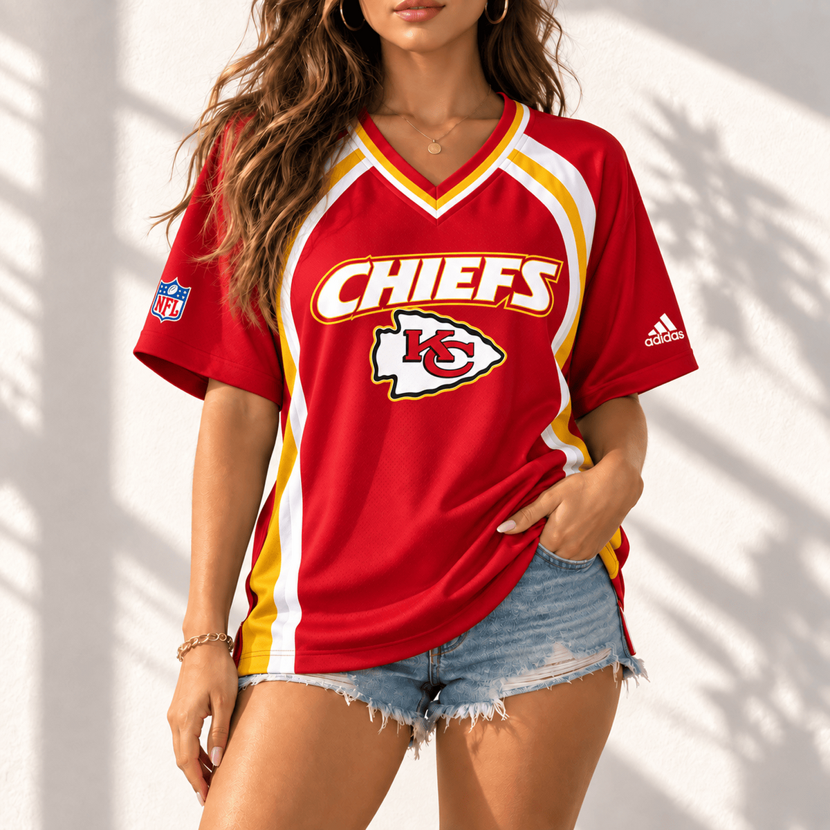Premium NFL x KCC Gridiron Contour Fan Merch V-Neck