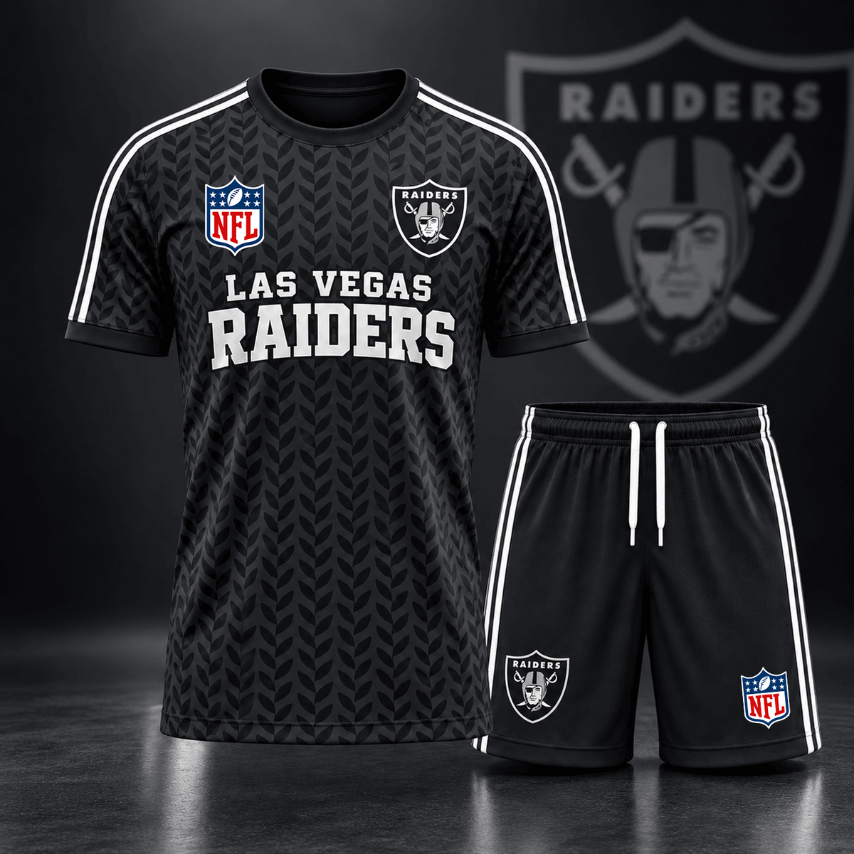 Premium NFL x LVR Classic Team Pattern T-Shirt and Shorts Set
