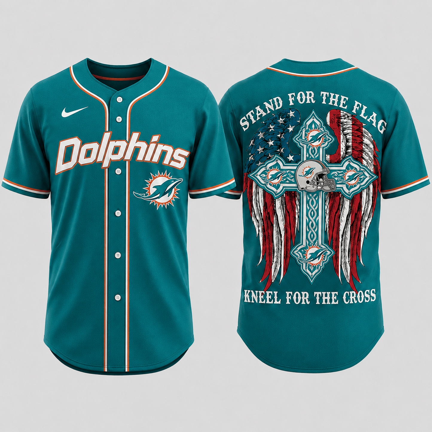 Premium NFL x MIA Stand For The Flag Kneel For The Cross Jersey Shirt