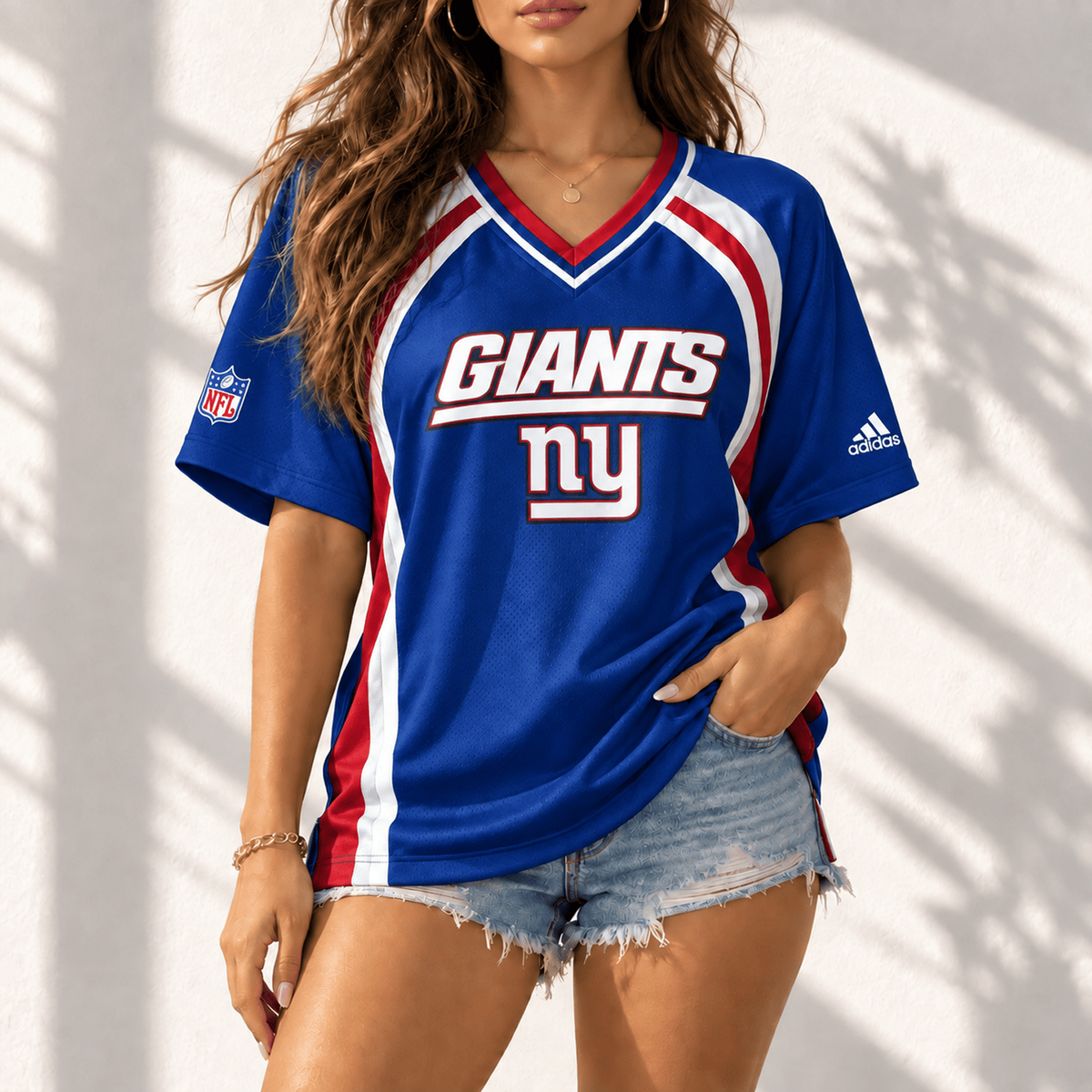 Premium NFL x NYG Gridiron Contour Fan Merch V-Neck