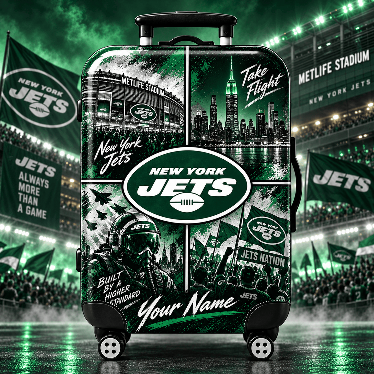 Premium NFL x NYJ Personalized Team Pride Stadium Travel Suitcase
