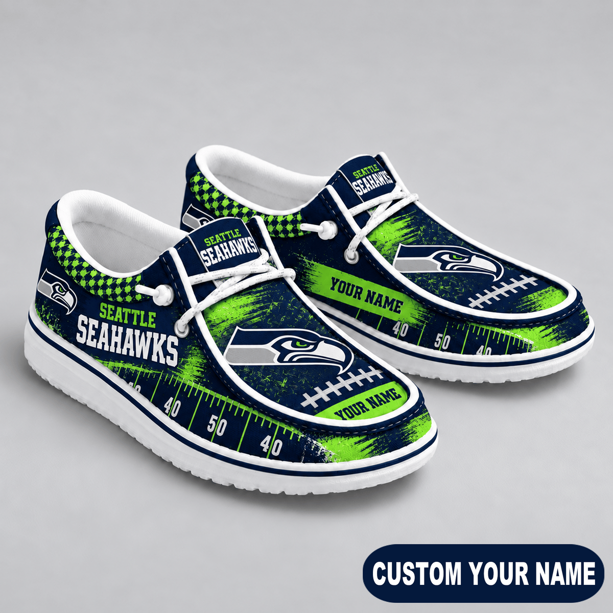 Premium NFL x SEA Game Day Yard Line Loafer Shoes