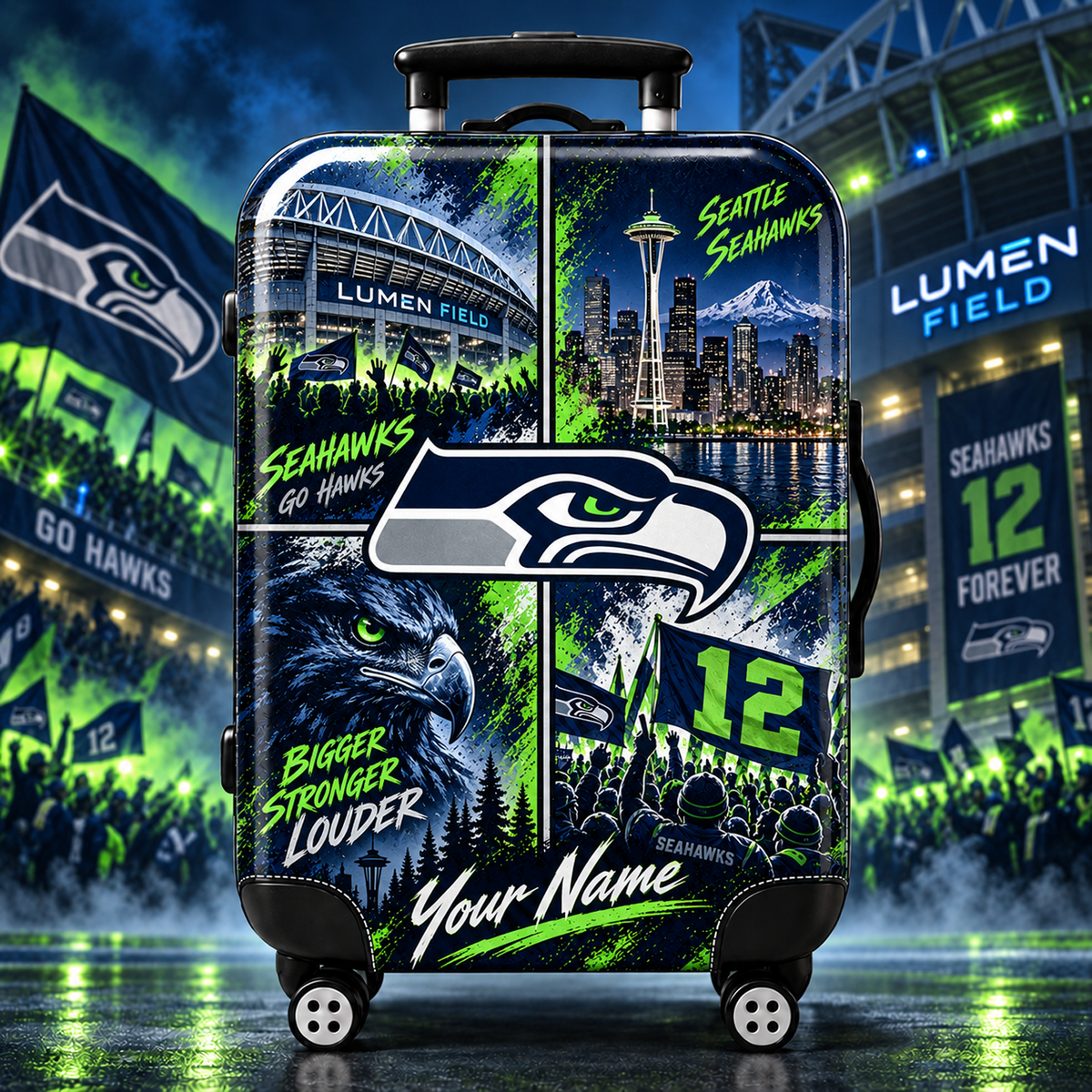 Premium NFL x SEA Personalized Team Pride Stadium Travel Suitcase