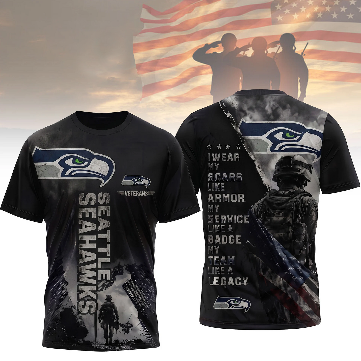 Premium NFL x SEA Veterans Legacy Team 3D Shirt