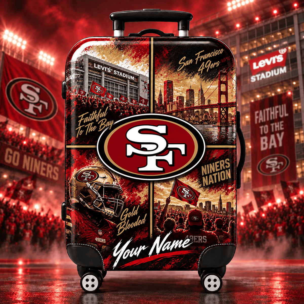 Premium NFL x SF Personalized Team Pride Stadium Travel Suitcase