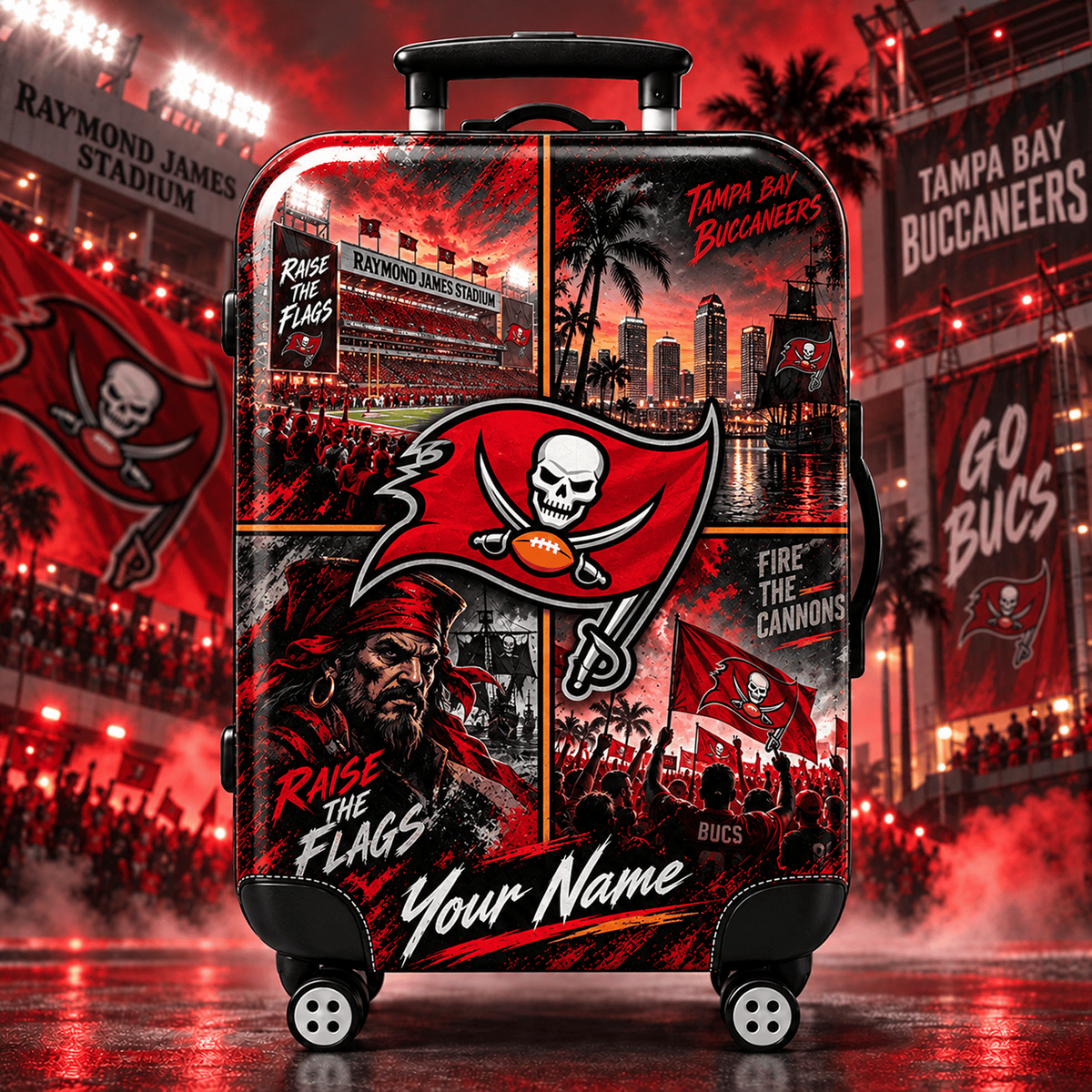 Premium NFL x TB Personalized Team Pride Stadium Travel Suitcase