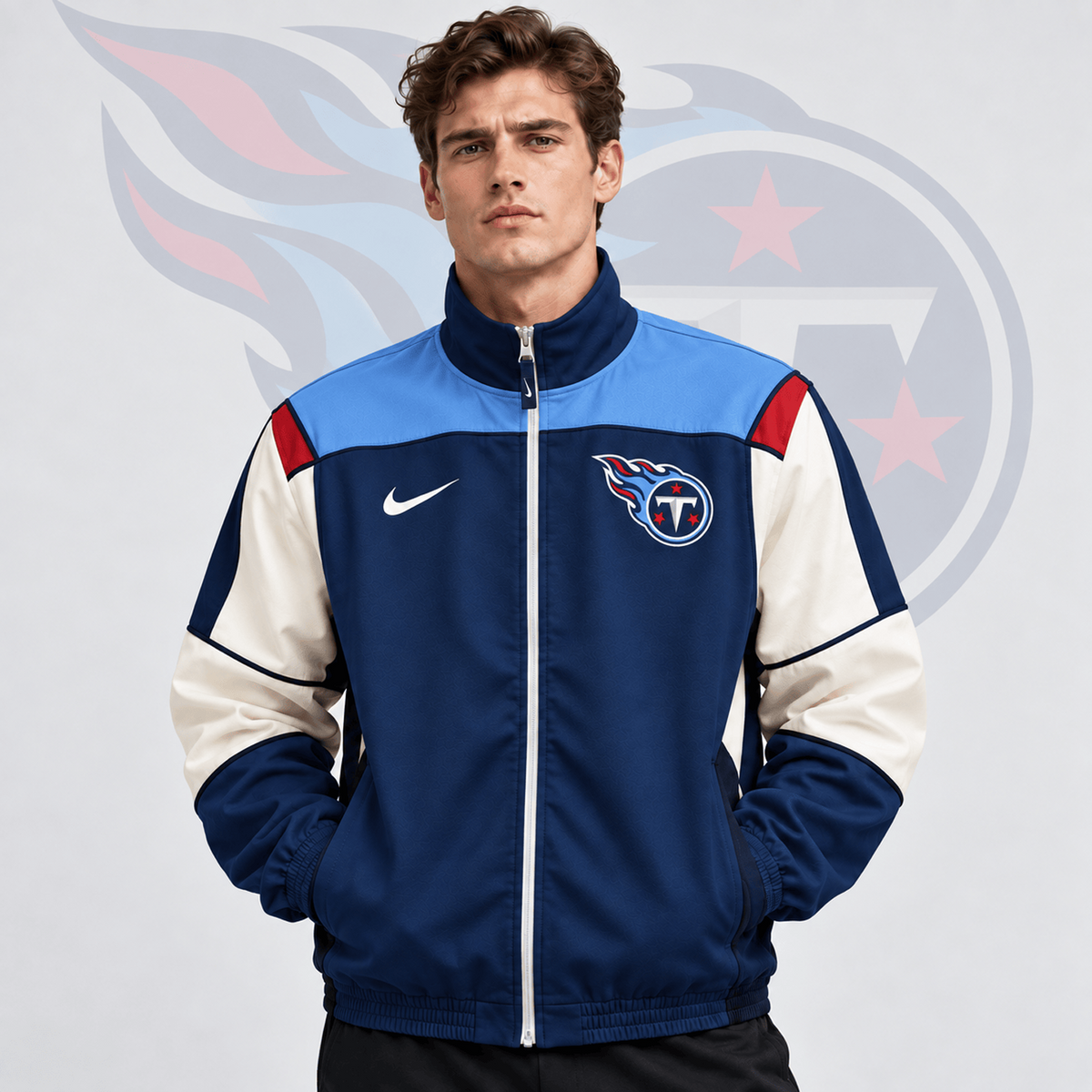 Premium NFL x TEN Team Crest Retro Color Block Full Zip Windbreaker Jacket