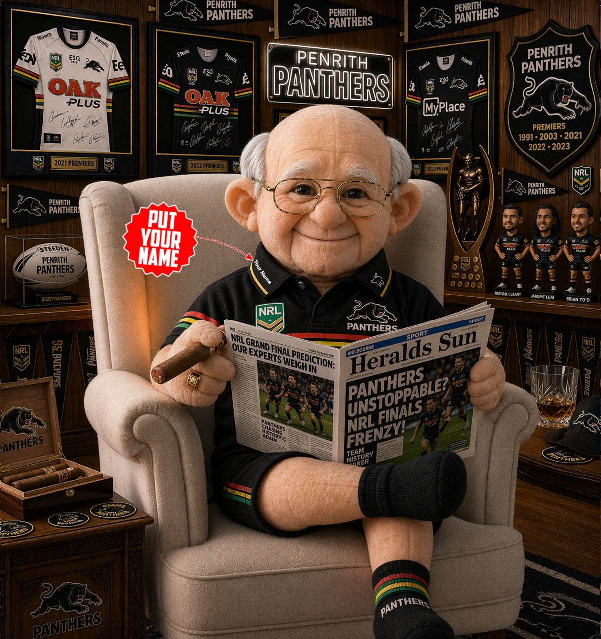 Premium NRL X PP Heritage Custome name Grandpa Collectible Plush NDT LVH 210426