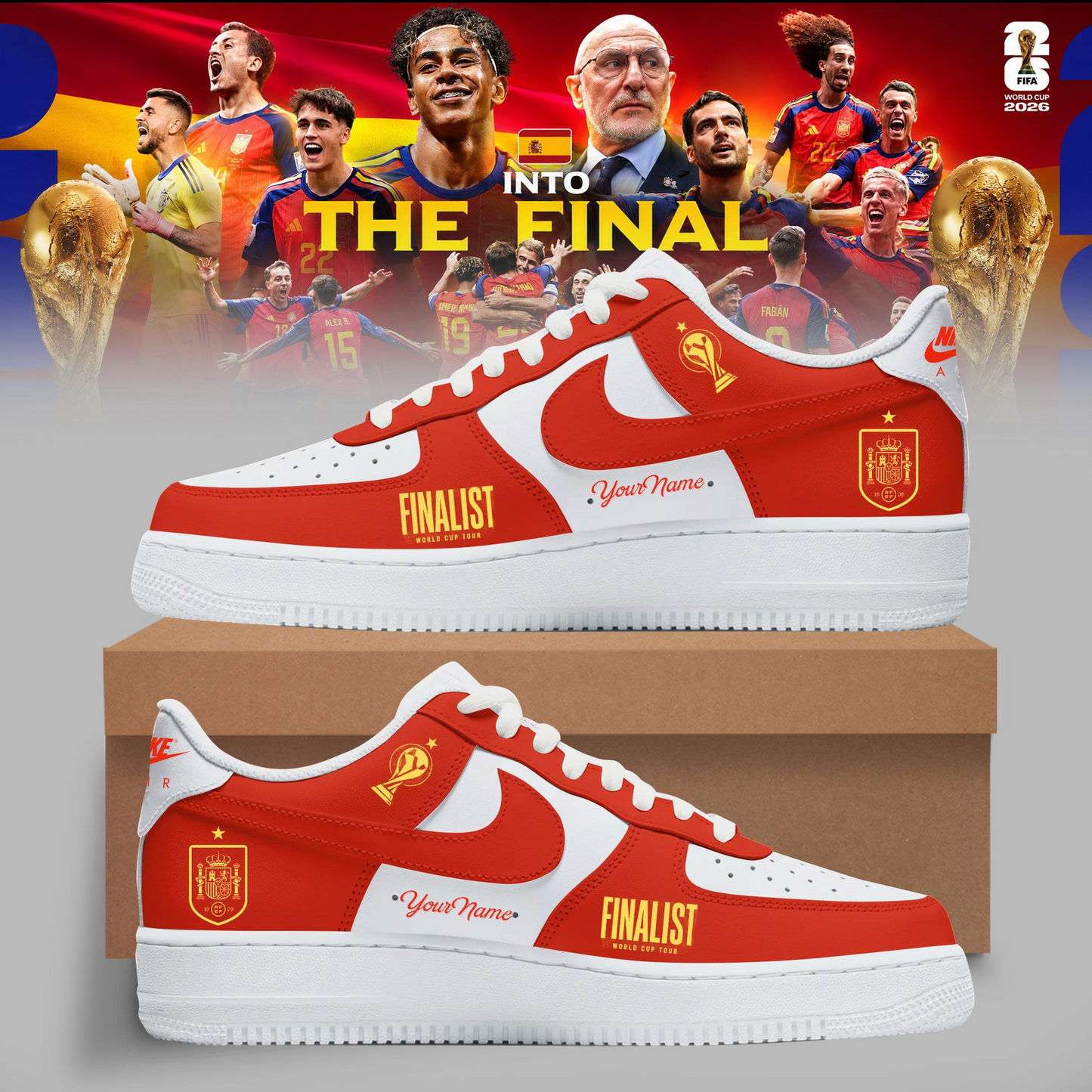 Premium Spain World Cup Champions 2026 AF1 Sneakers V1