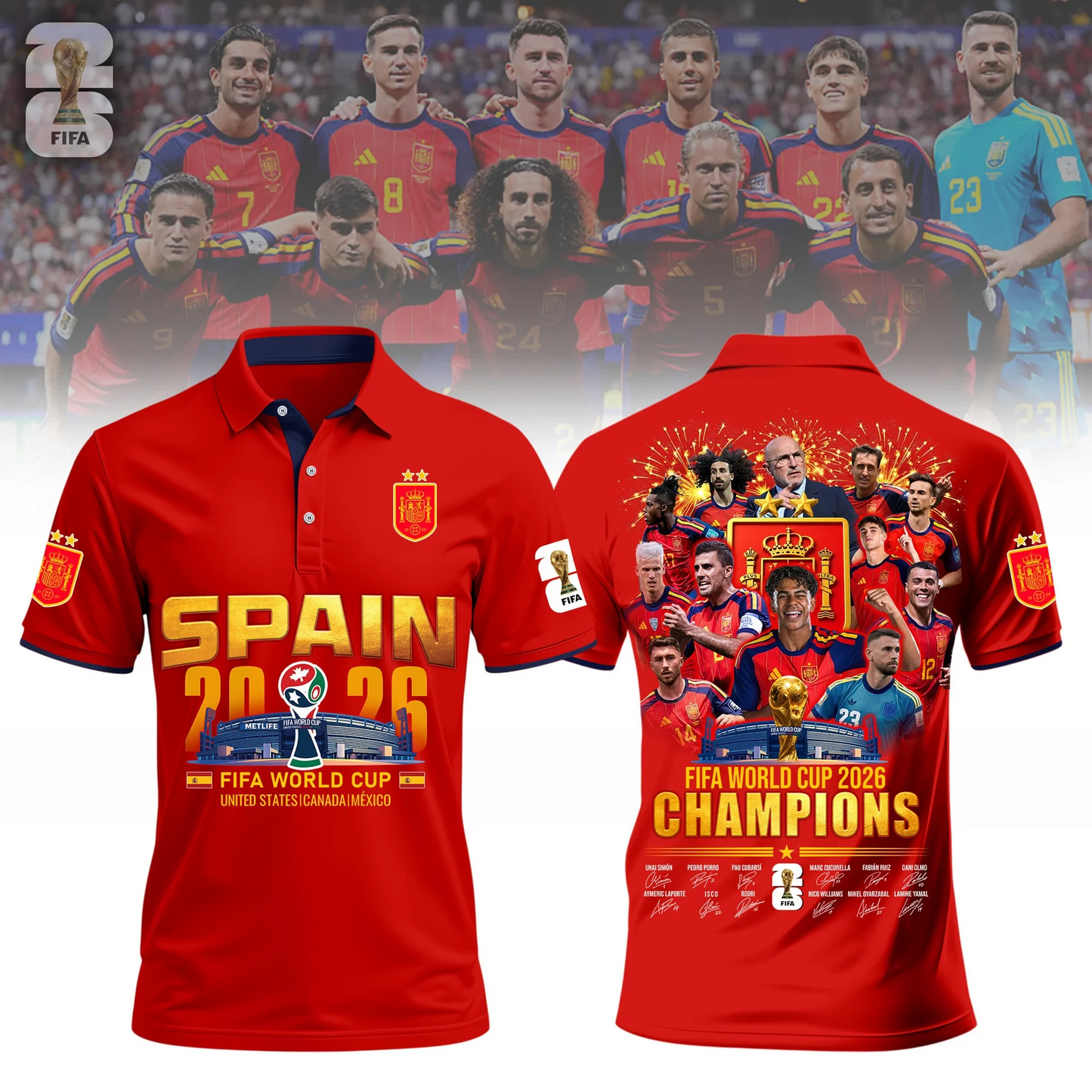 Premium Spain World Cup Champions 2026 Polo V9
