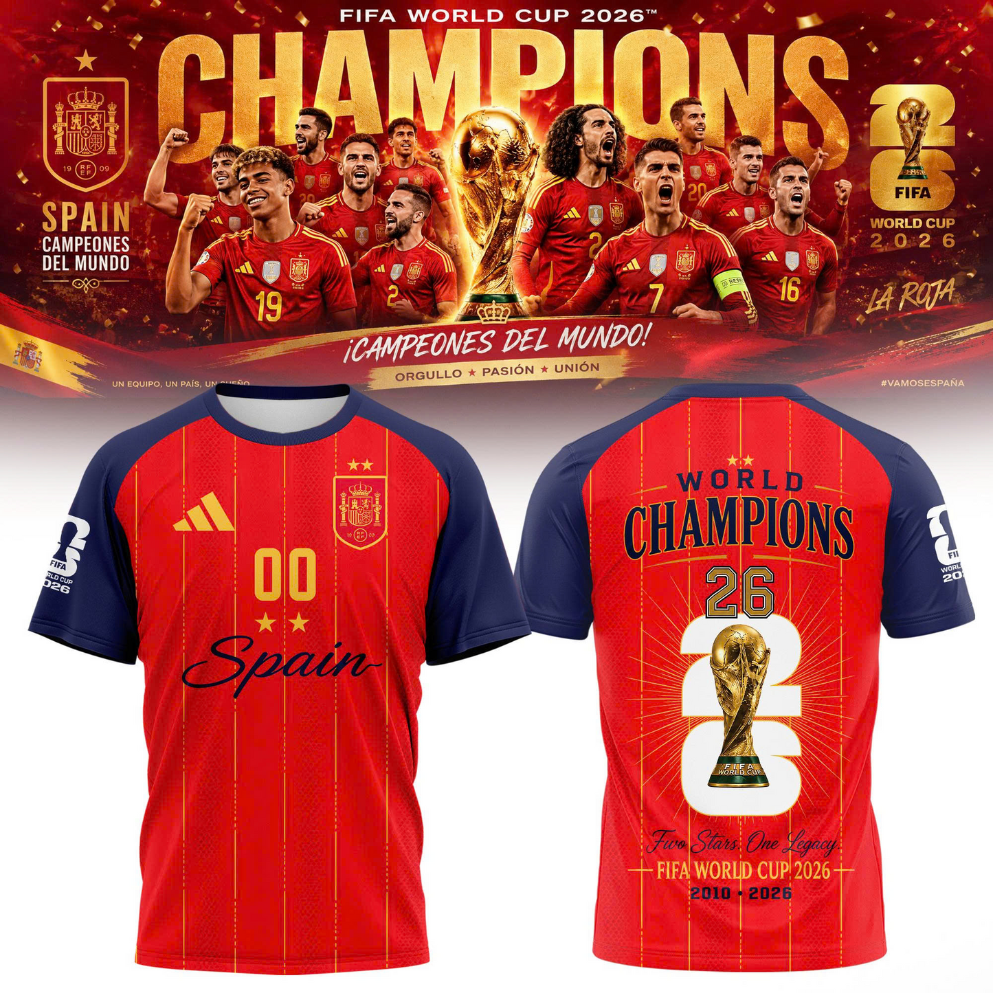 Premium Spain World Cup Champions 2026 T-shirt V32