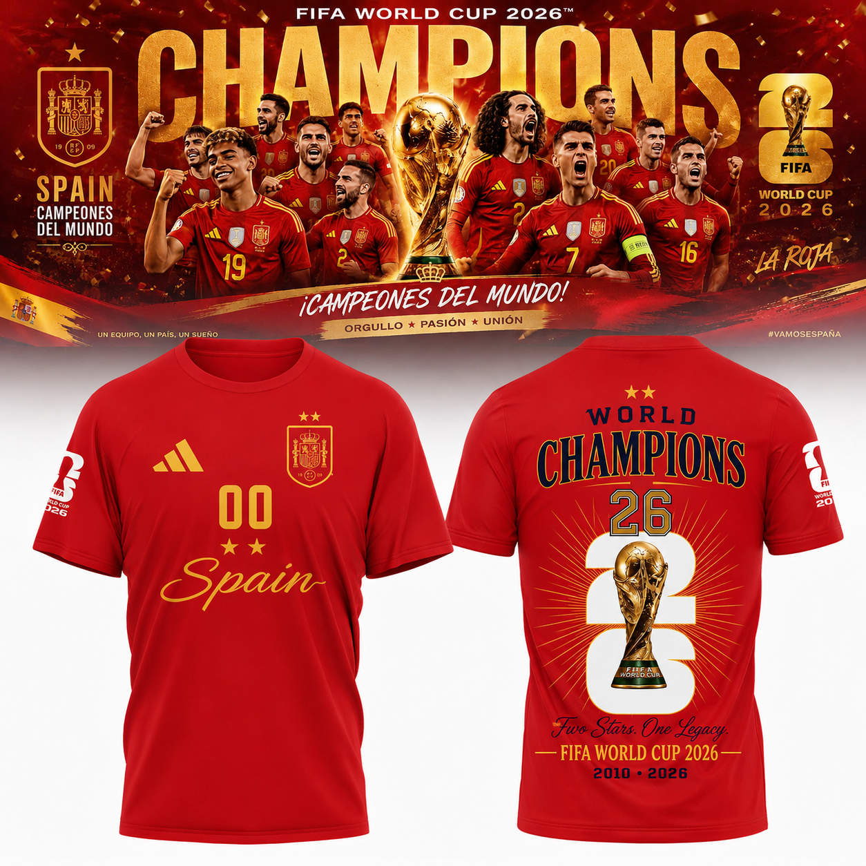 Premium Spain World Cup Champions 2026 T-shirt V33