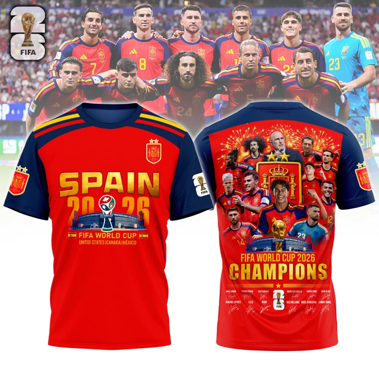 Premium Spain World Cup Champions 2026 T-shirt V46