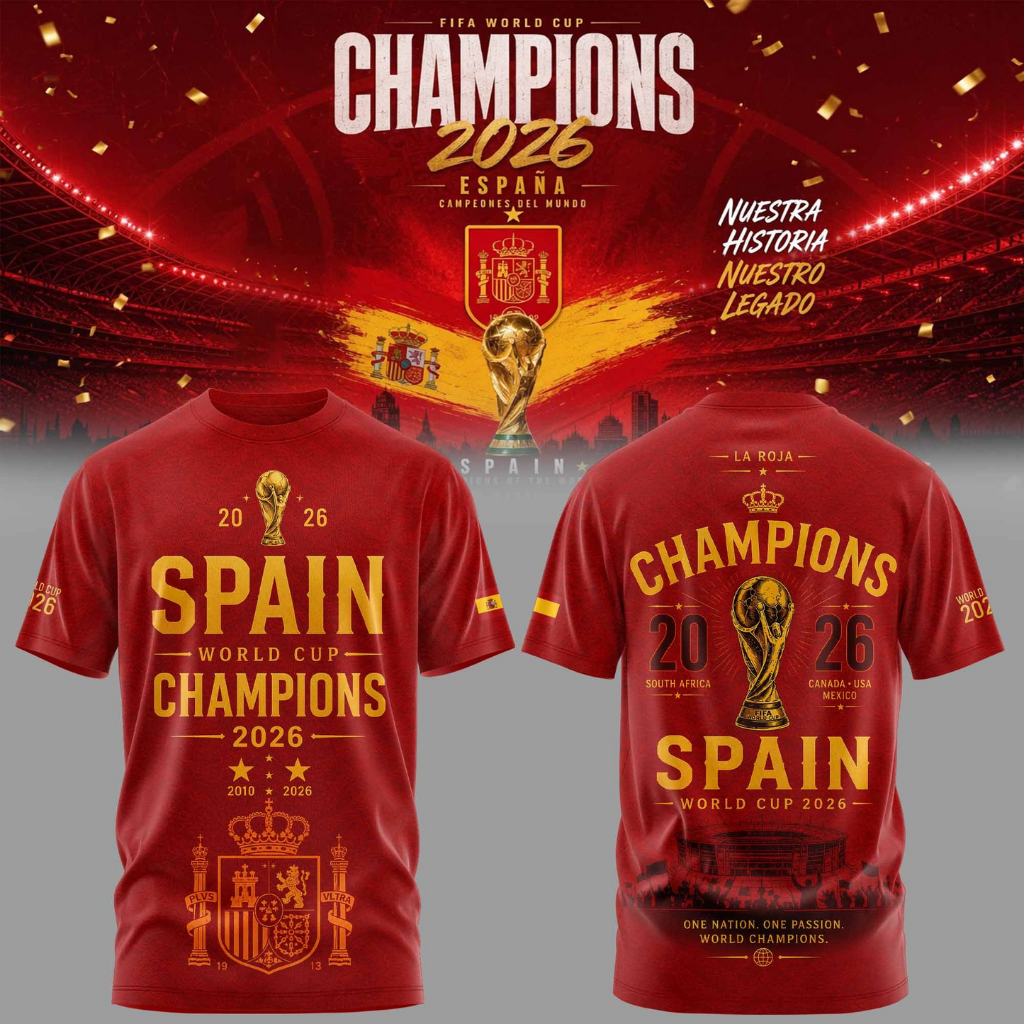 Premium Spain World Cup Champions 2026 T-shirt V63
