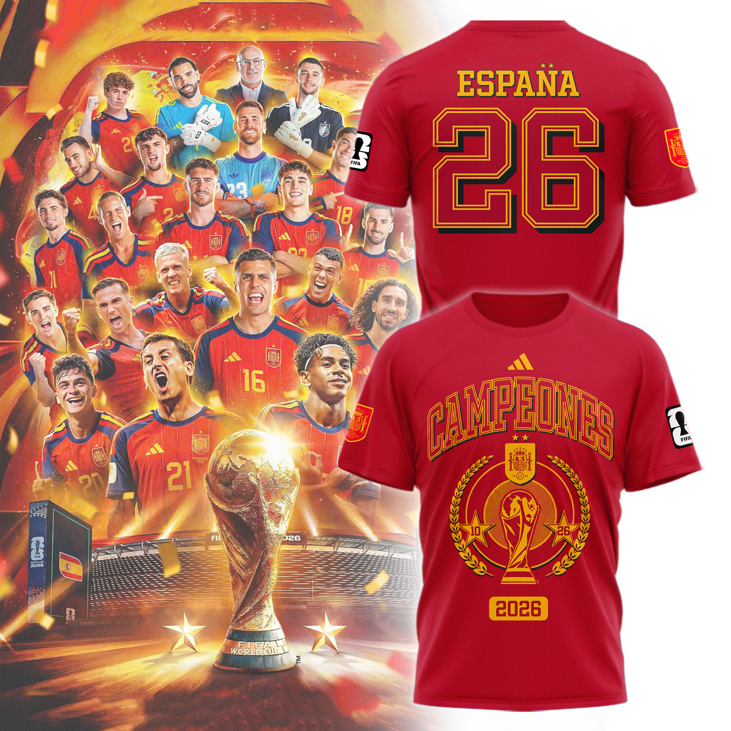 Premium Spain World Cup Champions 2026 T-shirt V76